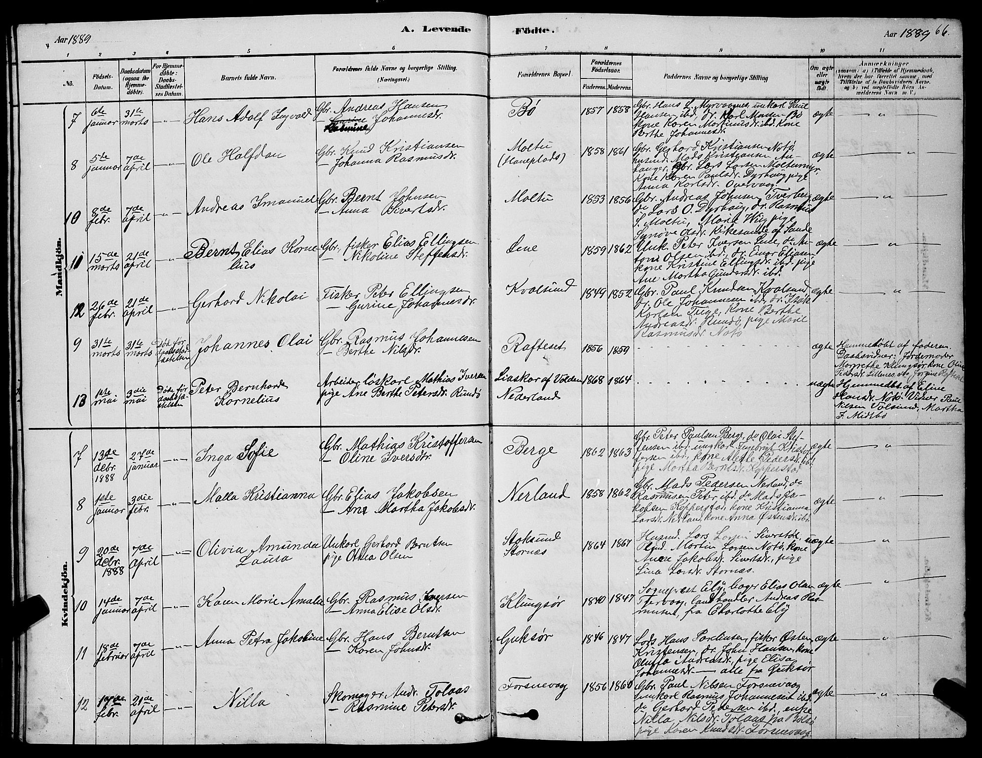 Ministerialprotokoller, klokkerbøker og fødselsregistre - Møre og Romsdal, AV/SAT-A-1454/507/L0081: Parish register (copy) no. 507C04, 1878-1898, p. 66