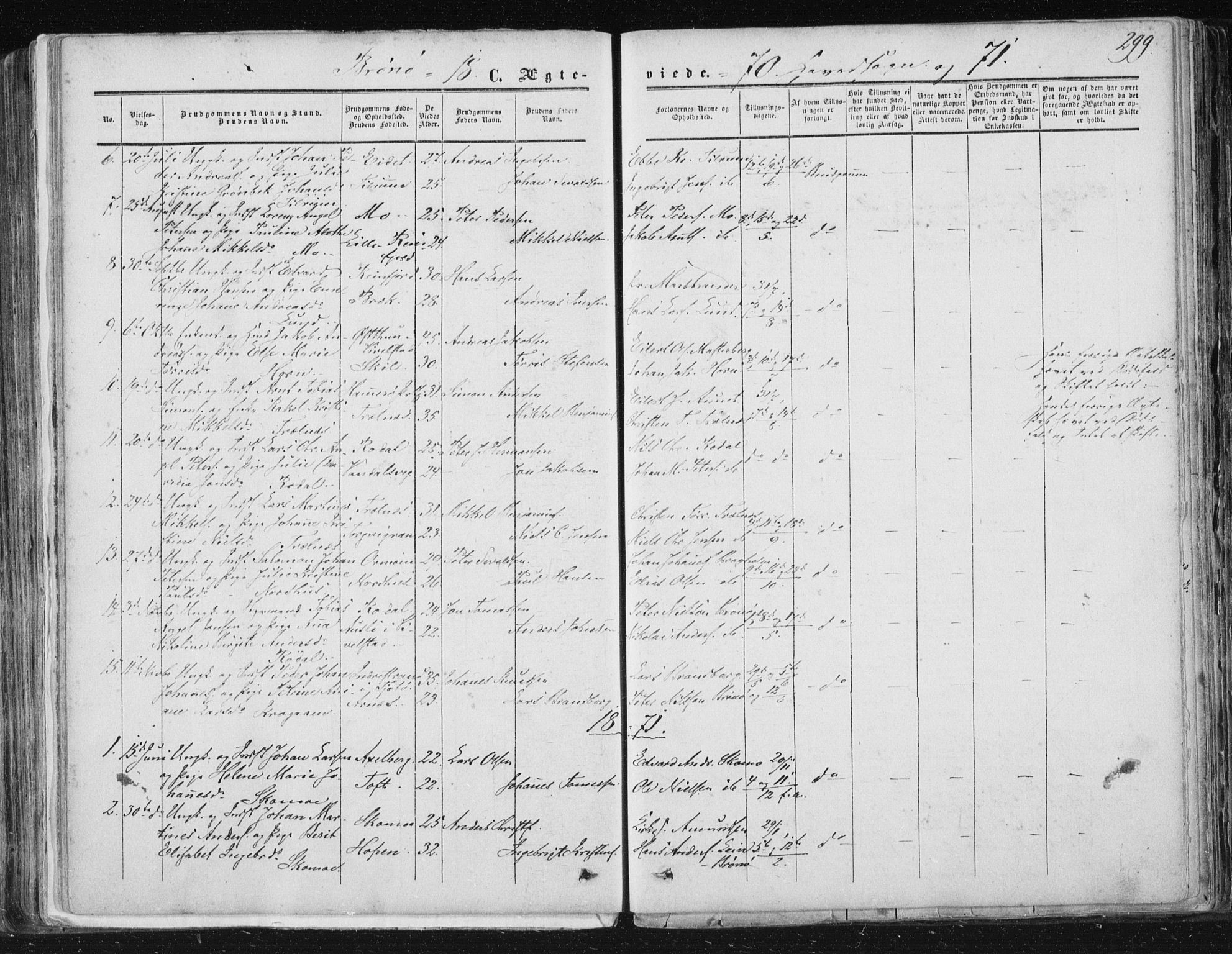 Ministerialprotokoller, klokkerbøker og fødselsregistre - Nordland, AV/SAT-A-1459/813/L0198: Parish register (official) no. 813A08, 1834-1874, p. 299