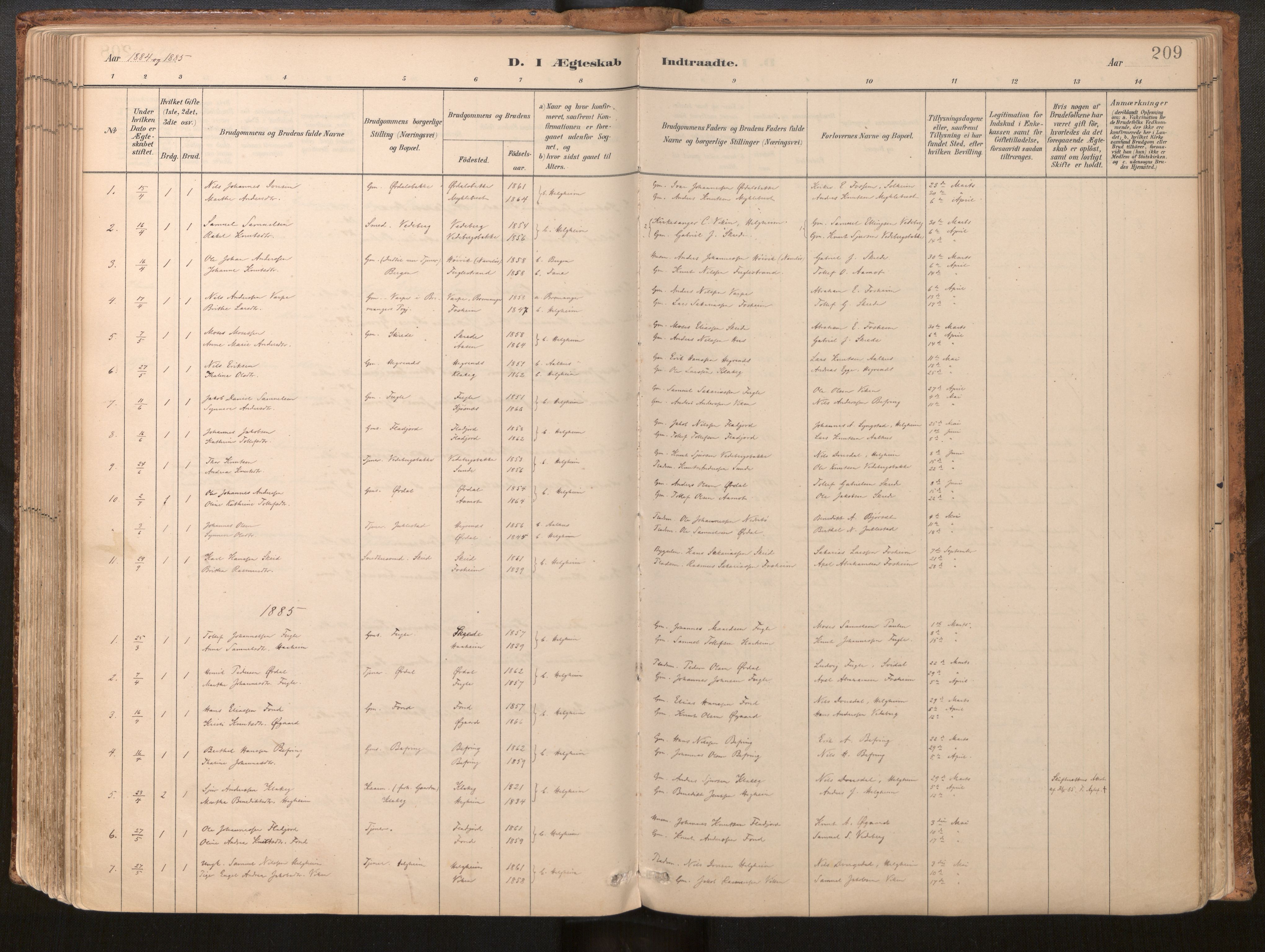 Jølster sokneprestembete, SAB/A-80701/H/Haa/Haac/L0001: Parish register (official) no. C 1, 1882-1928, p. 209