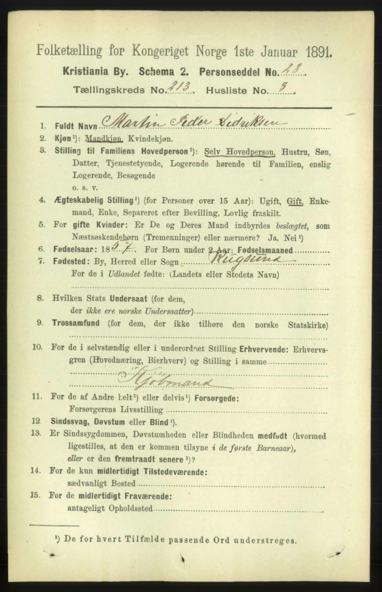 RA, 1891 census for 0301 Kristiania, 1891, p. 127101