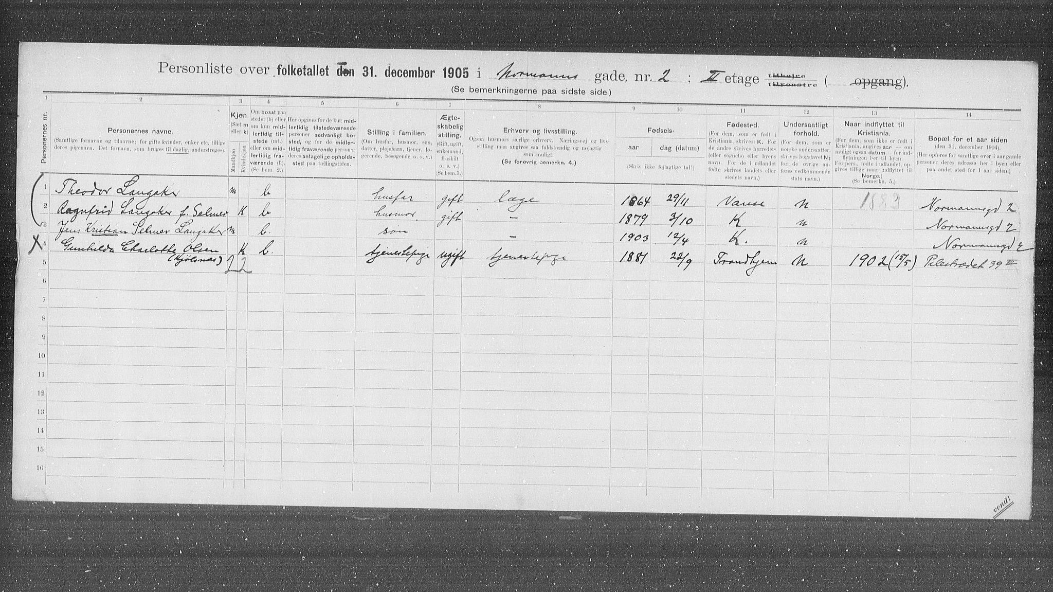 OBA, Municipal Census 1905 for Kristiania, 1905, p. 38675