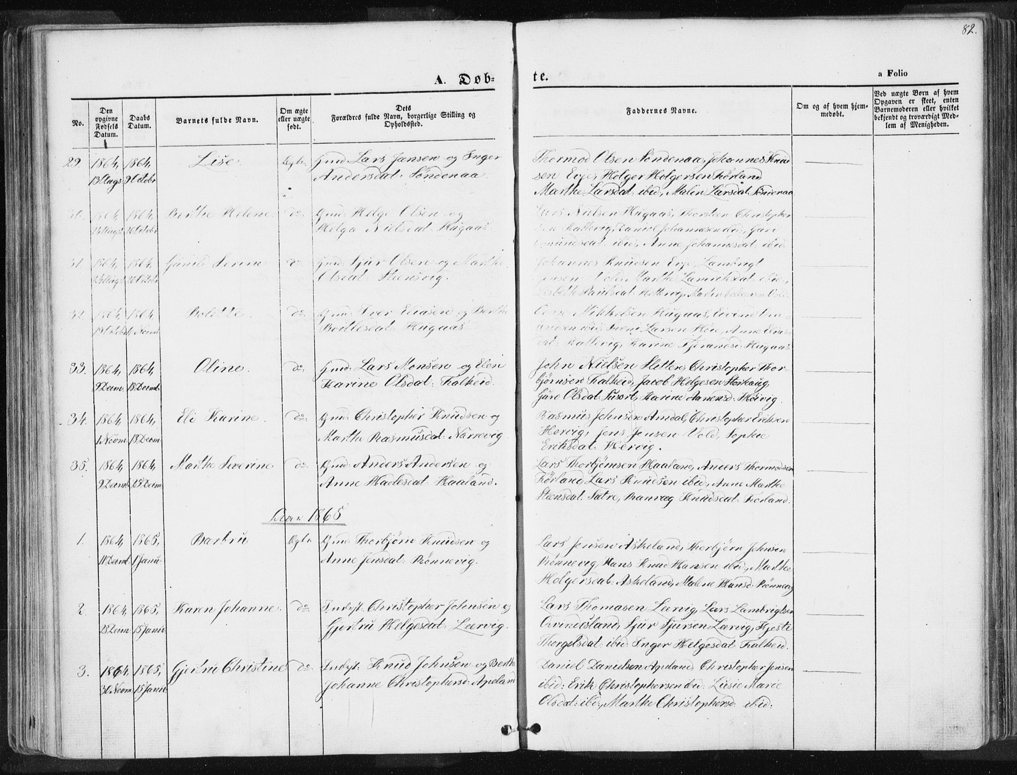 Tysvær sokneprestkontor, SAST/A -101864/H/Ha/Haa/L0003: Parish register (official) no. A 3, 1856-1865, p. 82