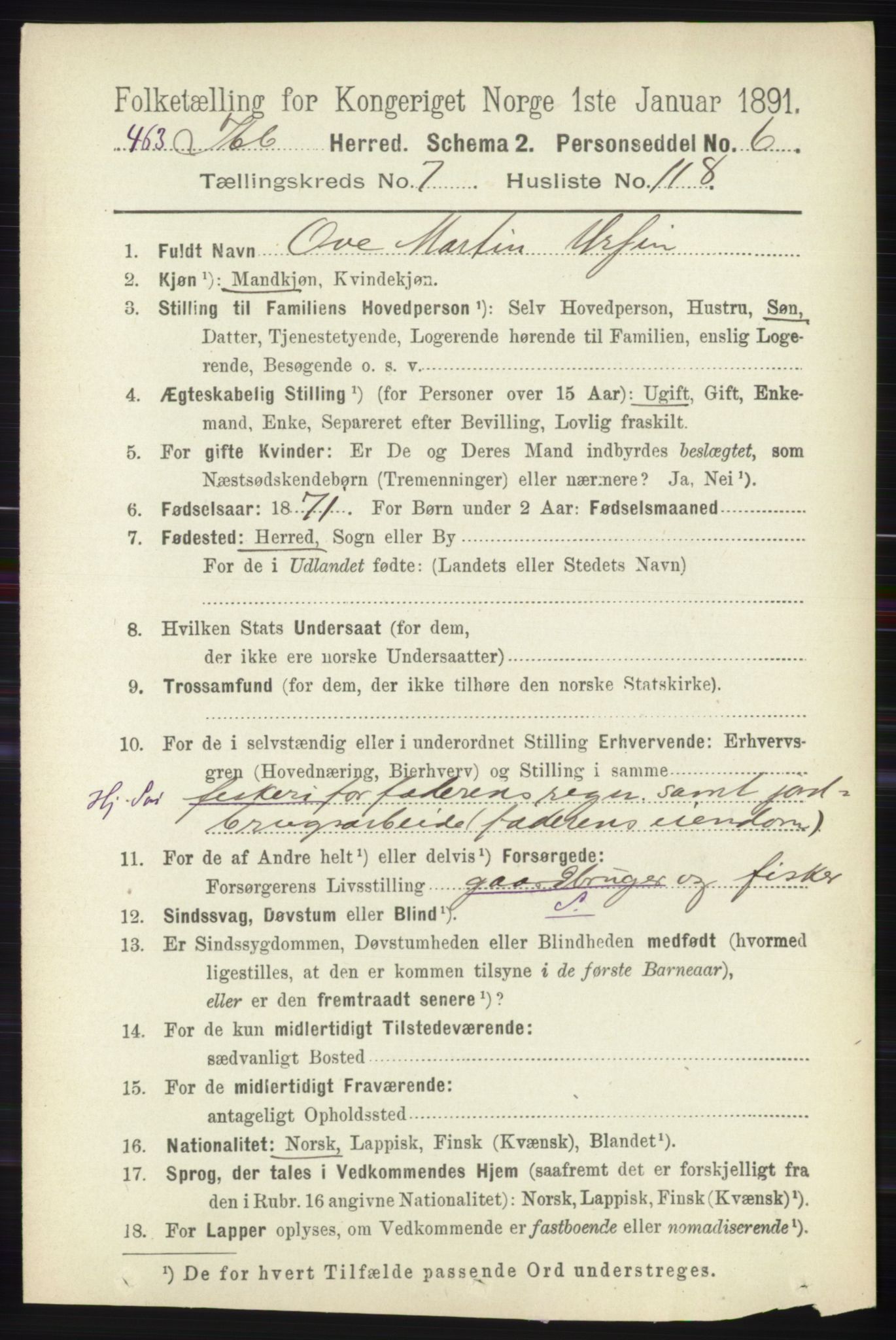 RA, 1891 census for 1917 Ibestad, 1891, p. 4975