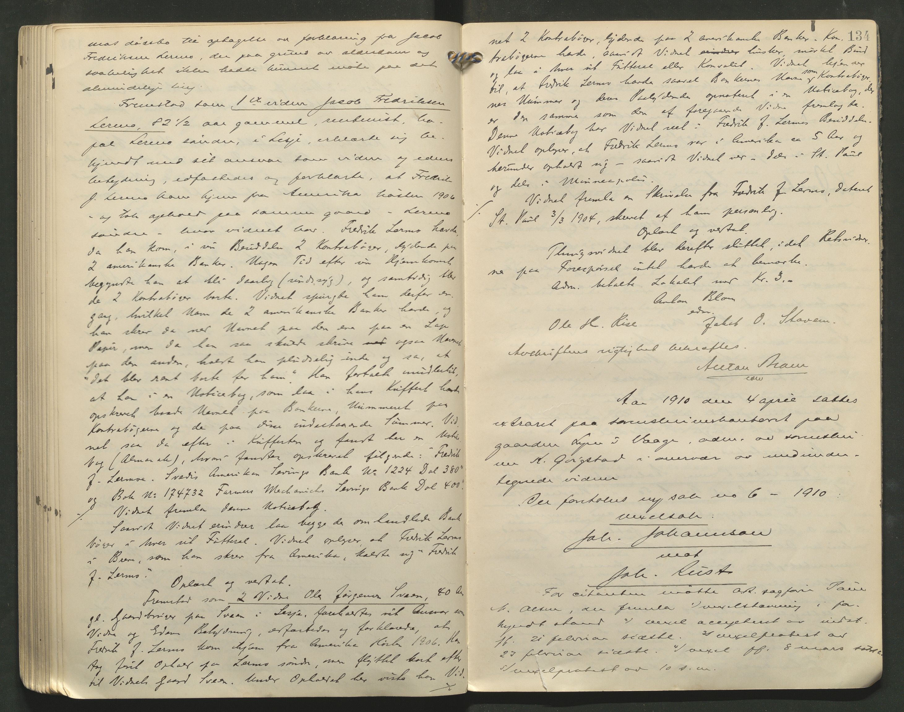 Nord-Gudbrandsdal tingrett, AV/SAH-TING-002/G/Gc/Gcb/L0007: Ekstrarettsprotokoll for åstedssaker, 1906-1910, p. 134