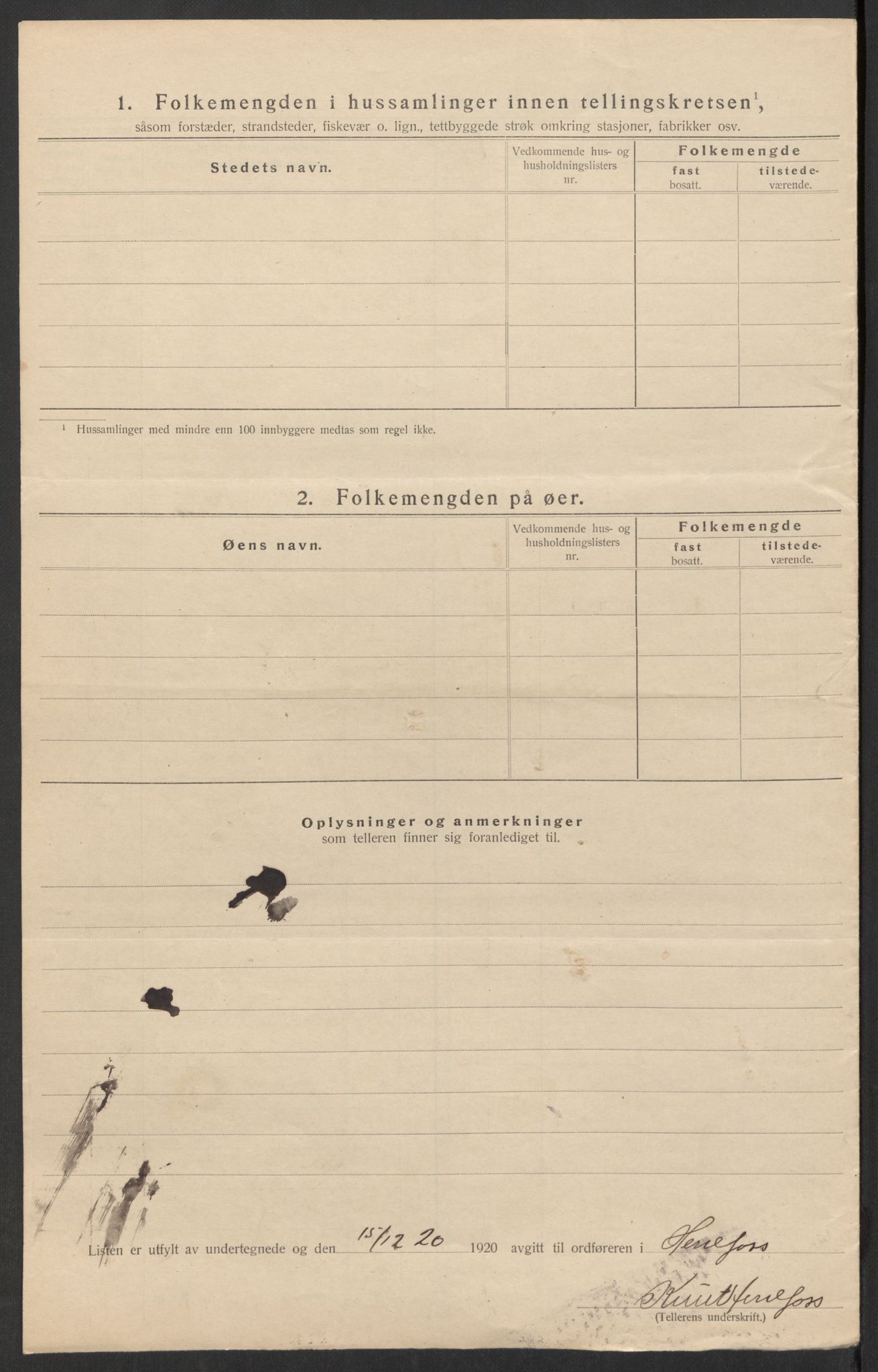 SAK, 1920 census for Herefoss, 1920, p. 11