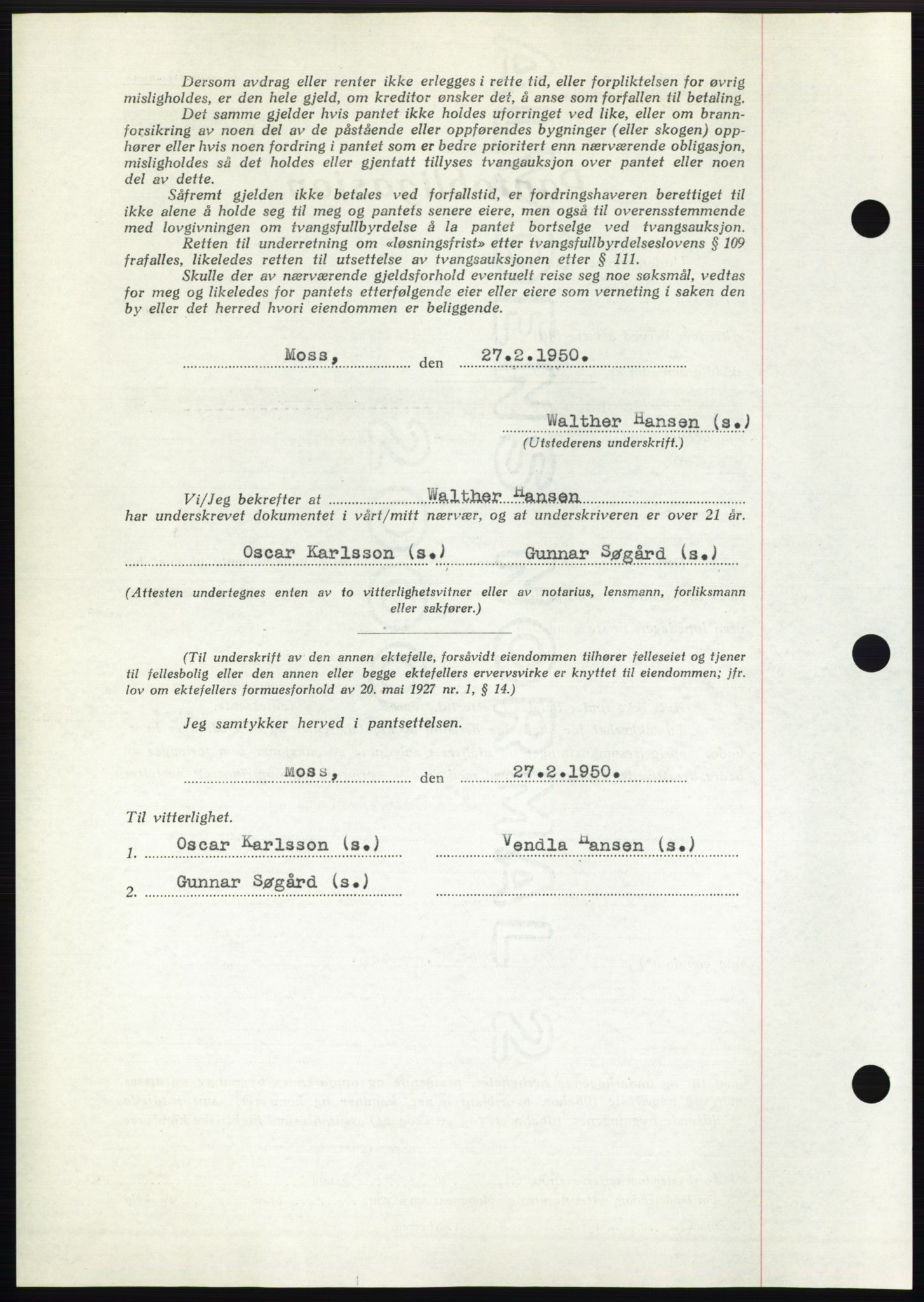 Moss sorenskriveri, AV/SAO-A-10168: Mortgage book no. B23, 1949-1950, Diary no: : 674/1950