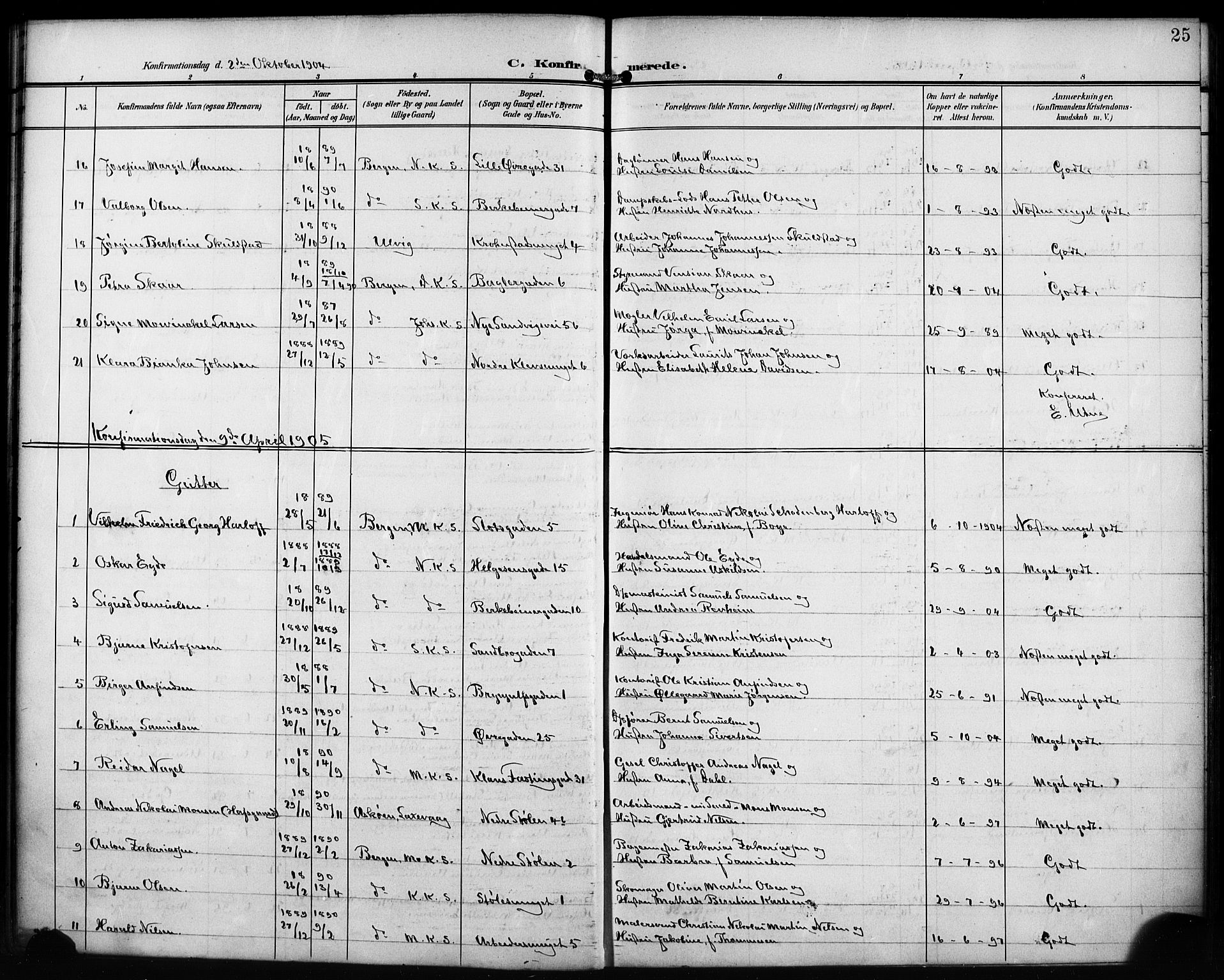 Mariakirken Sokneprestembete, SAB/A-76901/H/Hab/L0009: Parish register (copy) no. A 9, 1901-1919, p. 25