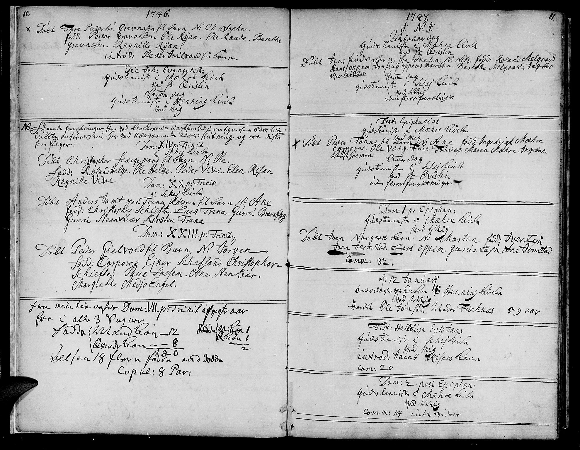 Ministerialprotokoller, klokkerbøker og fødselsregistre - Nord-Trøndelag, SAT/A-1458/735/L0330: Parish register (official) no. 735A01, 1740-1766, p. 10-11