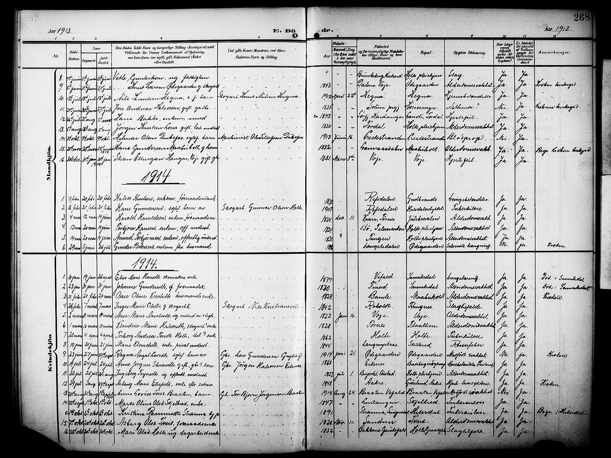 Drangedal kirkebøker, AV/SAKO-A-258/G/Ga/L0004: Parish register (copy) no. I 4, 1901-1933, p. 268