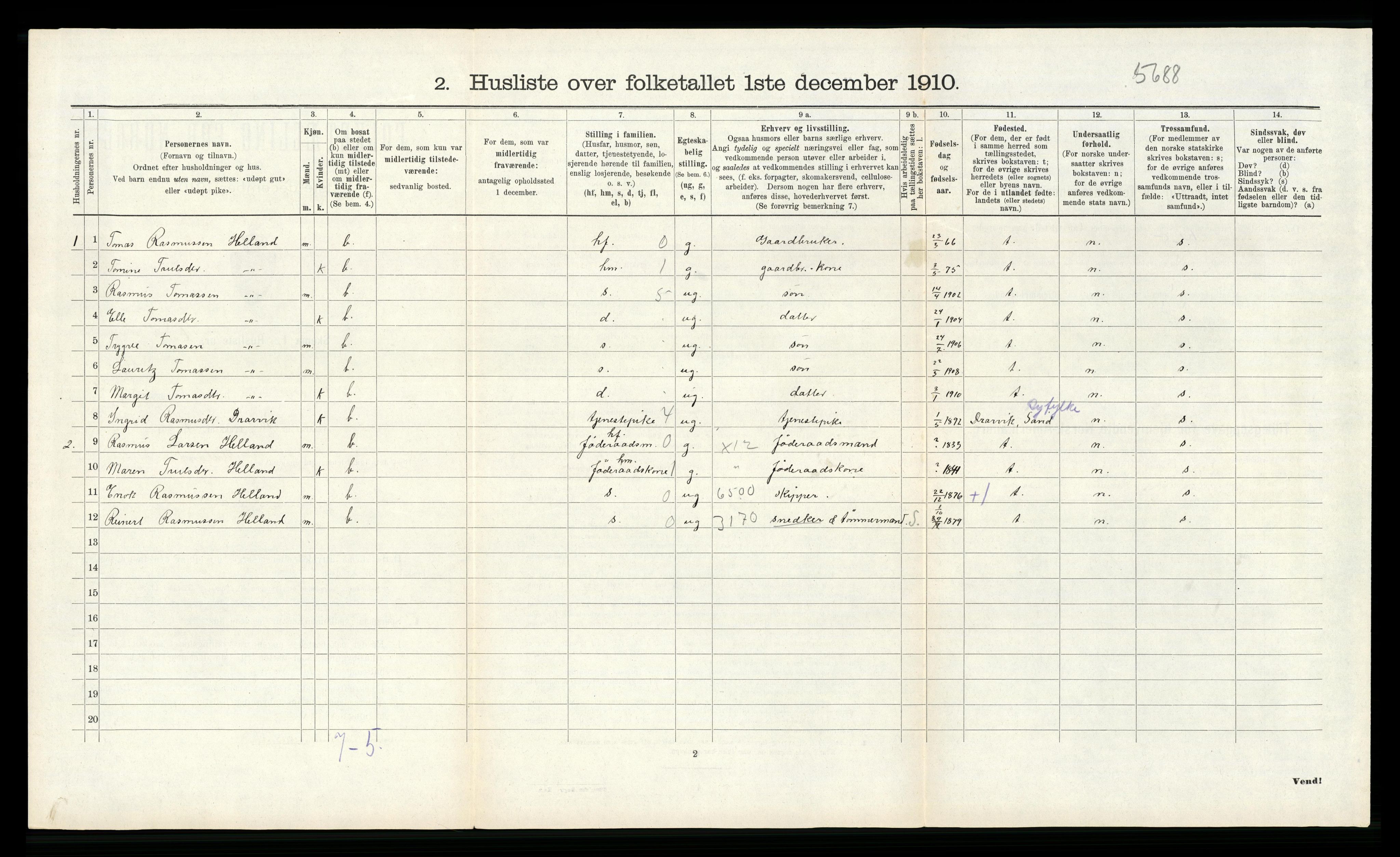 RA, 1910 census for Rennesøy, 1910, p. 126