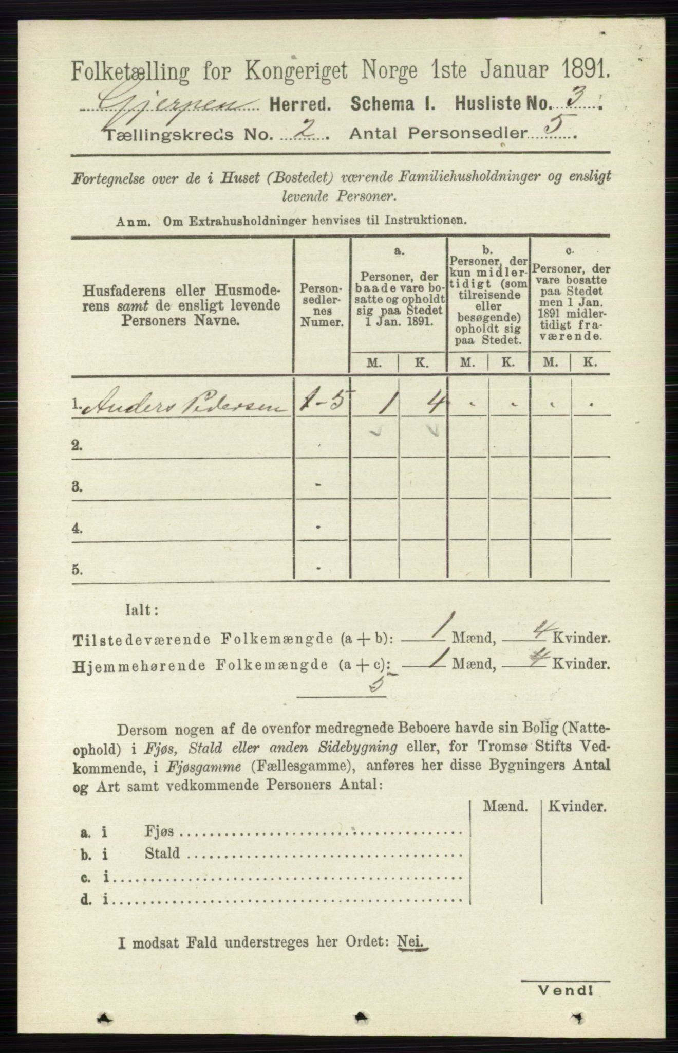 RA, 1891 census for 0812 Gjerpen, 1891, p. 649