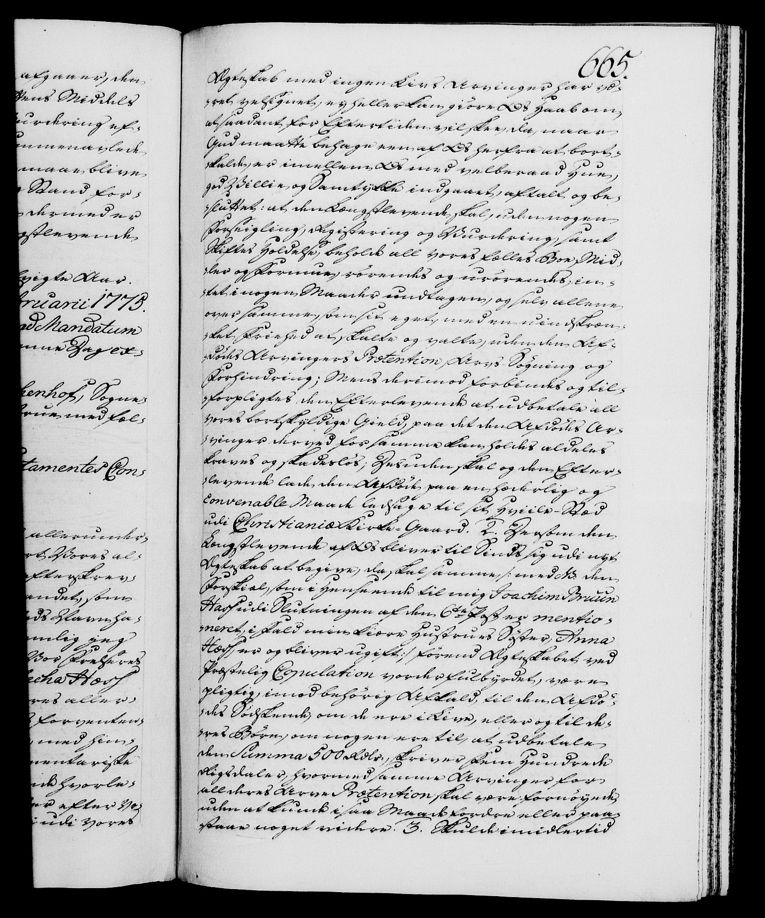 Danske Kanselli 1572-1799, RA/EA-3023/F/Fc/Fca/Fcaa/L0046: Norske registre, 1773-1775, p. 665a