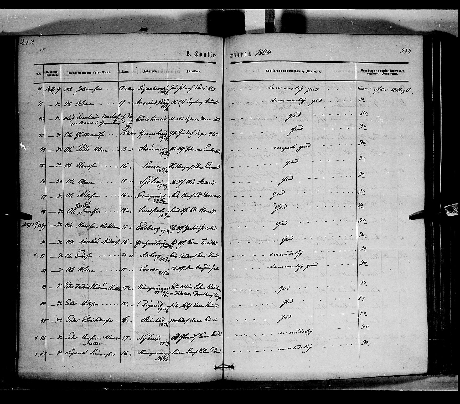 Vinger prestekontor, AV/SAH-PREST-024/H/Ha/Haa/L0011: Parish register (official) no. 11, 1862-1870, p. 284