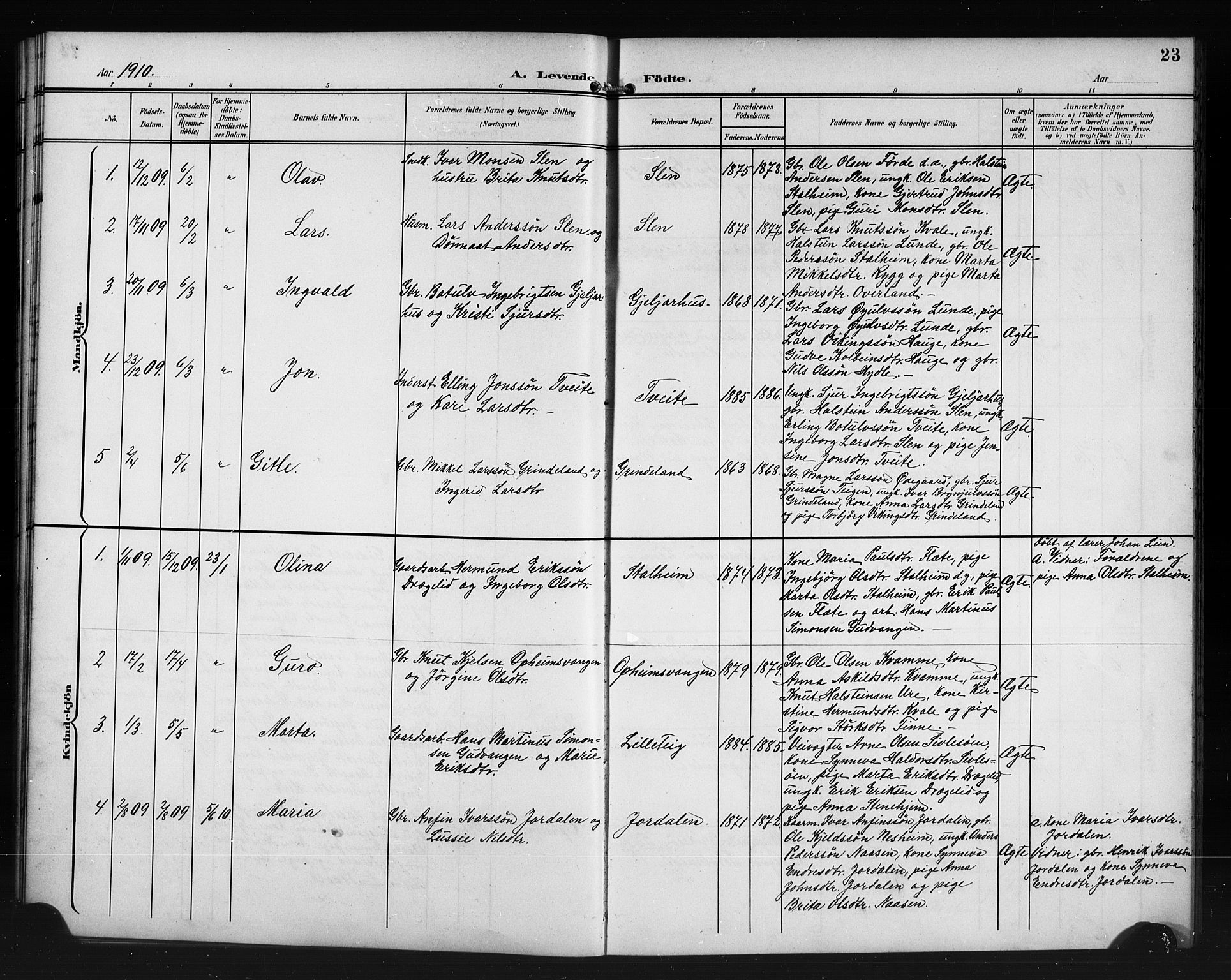 Vossestrand Sokneprestembete, AV/SAB-A-79101/H/Hab: Parish register (copy) no. A 3, 1900-1918, p. 23