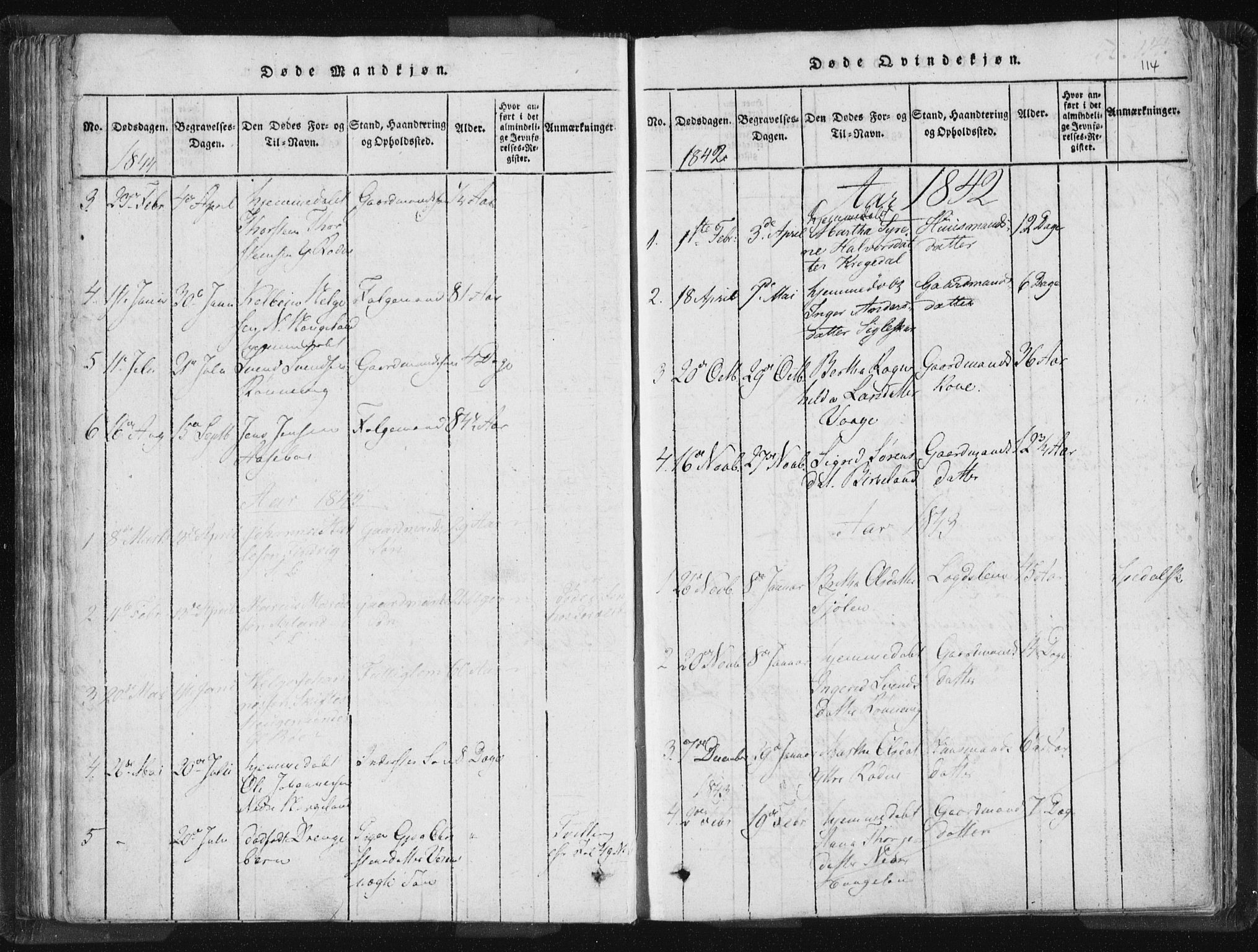 Vikedal sokneprestkontor, AV/SAST-A-101840/01/IV: Parish register (official) no. A 5, 1817-1850, p. 114