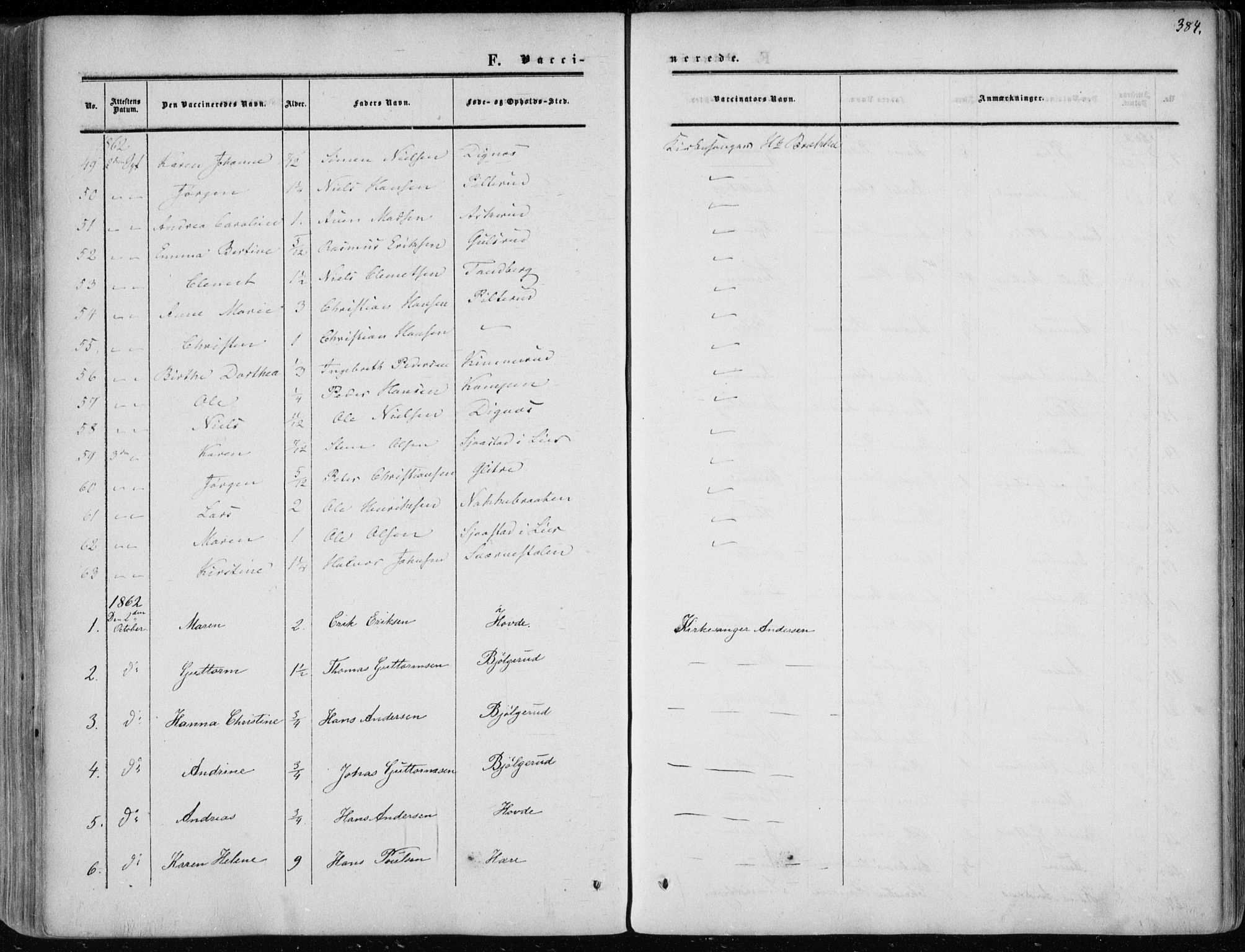 Modum kirkebøker, AV/SAKO-A-234/F/Fa/L0009: Parish register (official) no. 9, 1860-1864, p. 384