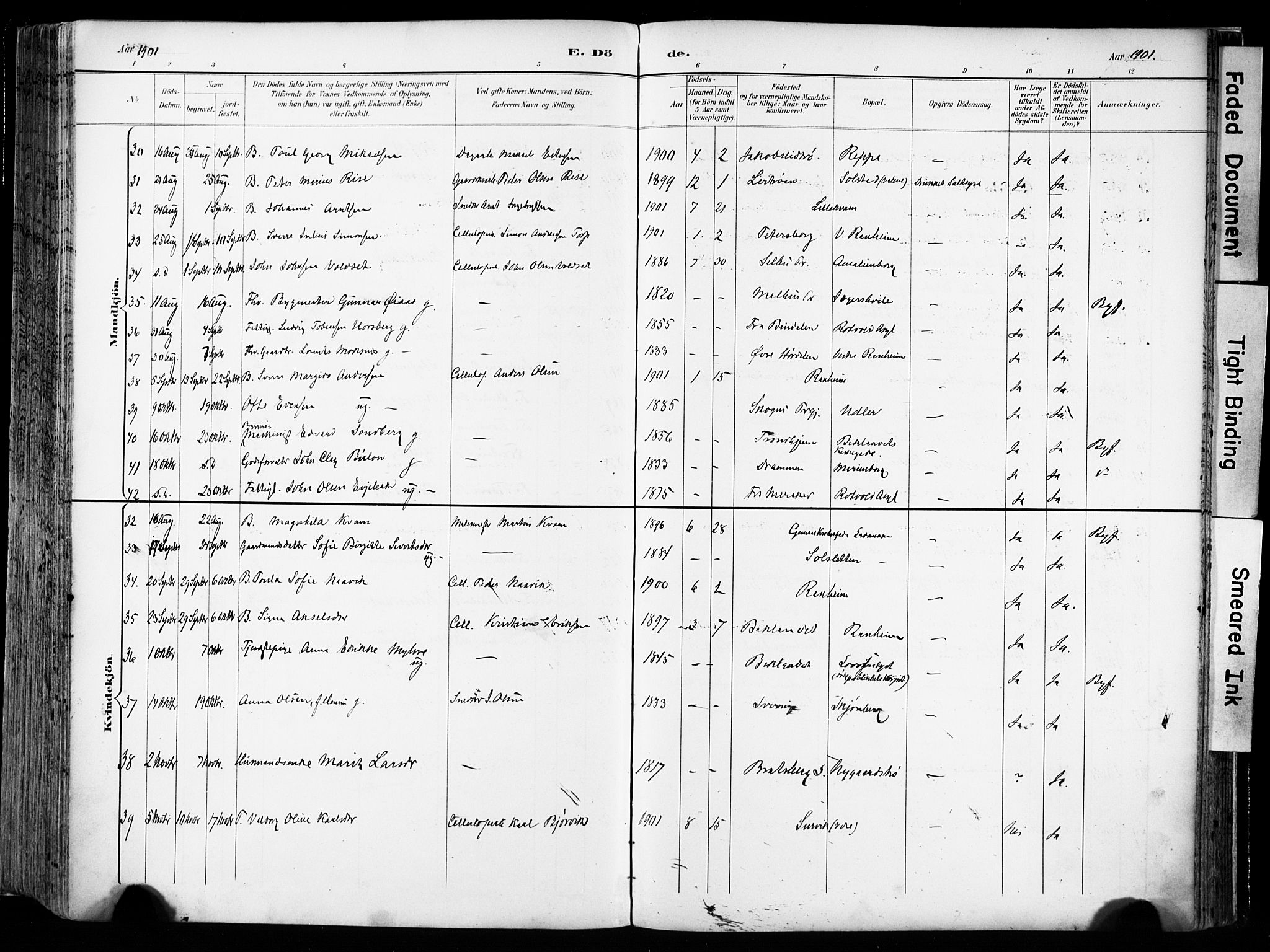 Ministerialprotokoller, klokkerbøker og fødselsregistre - Sør-Trøndelag, AV/SAT-A-1456/606/L0301: Parish register (official) no. 606A16, 1894-1907