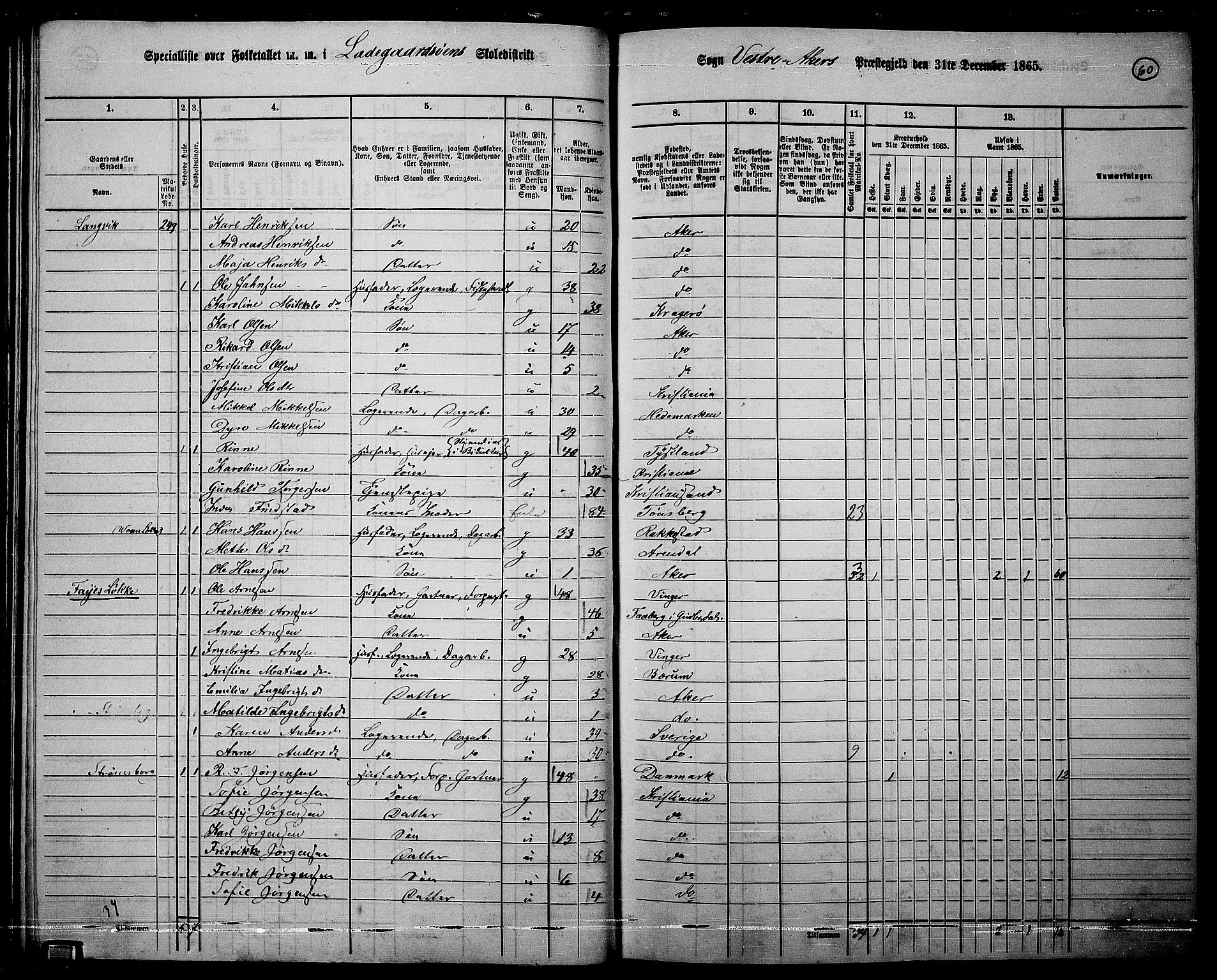 RA, 1865 census for Vestre Aker, 1865, p. 57