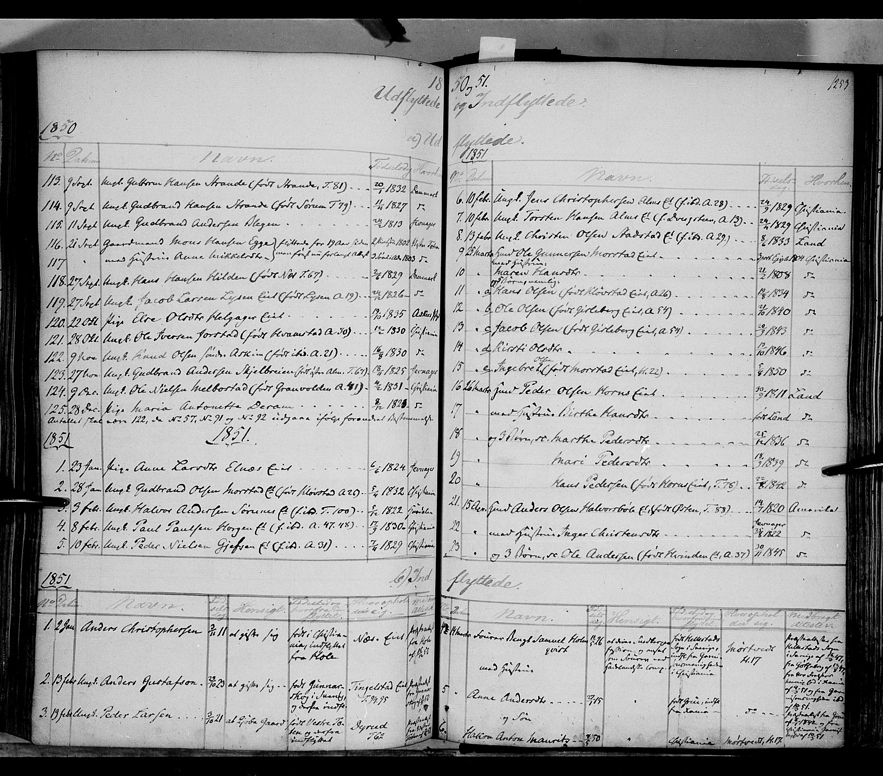Gran prestekontor, SAH/PREST-112/H/Ha/Haa/L0011: Parish register (official) no. 11, 1842-1856, p. 1252-1253