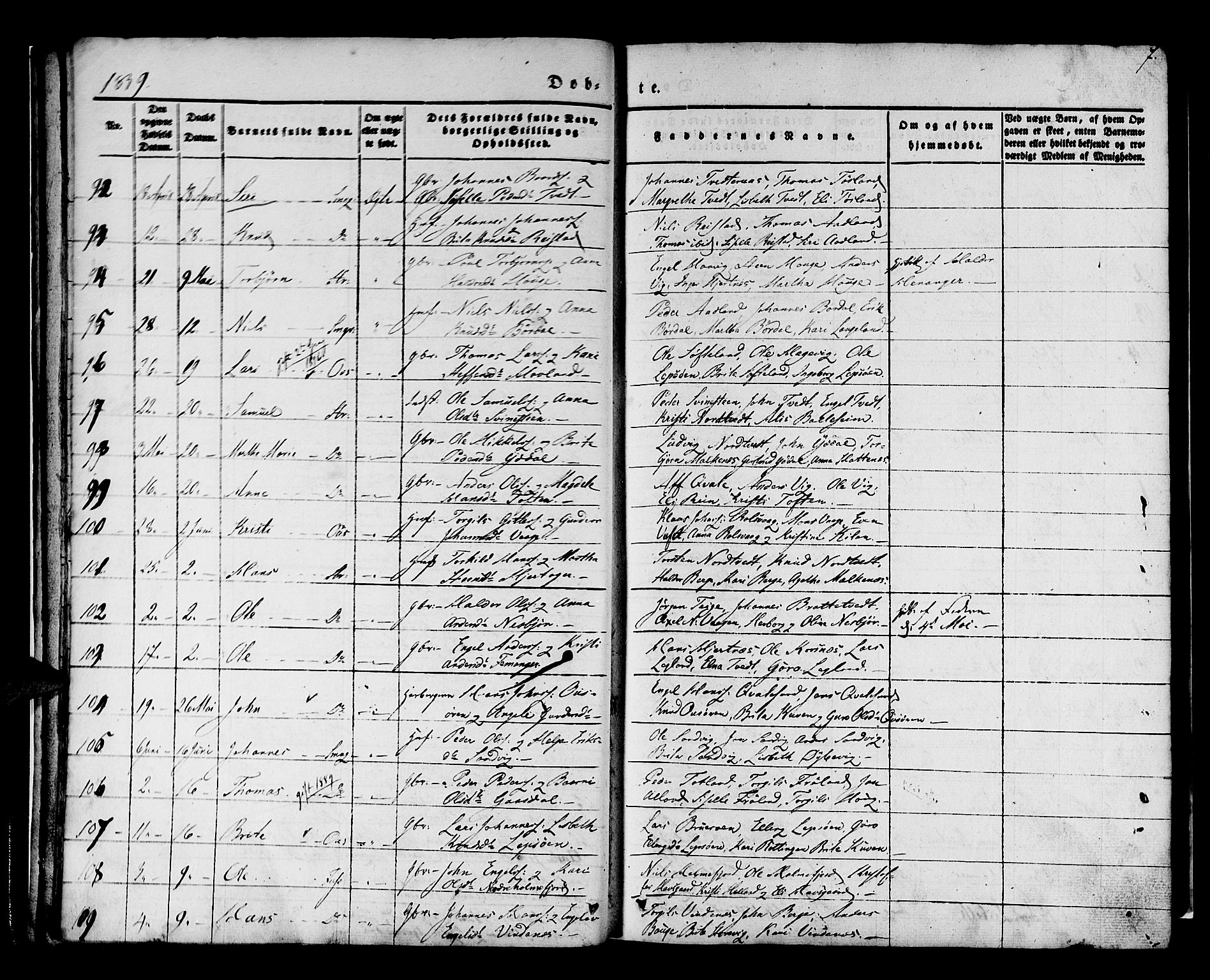 Os sokneprestembete, AV/SAB-A-99929: Parish register (official) no. A 15, 1839-1851, p. 7