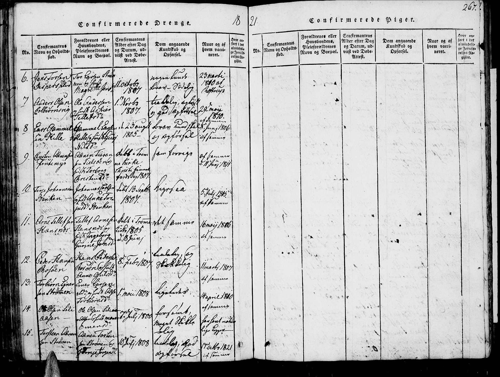 Øyestad sokneprestkontor, AV/SAK-1111-0049/F/Fb/L0003: Parish register (copy) no. B 3, 1816-1827, p. 267