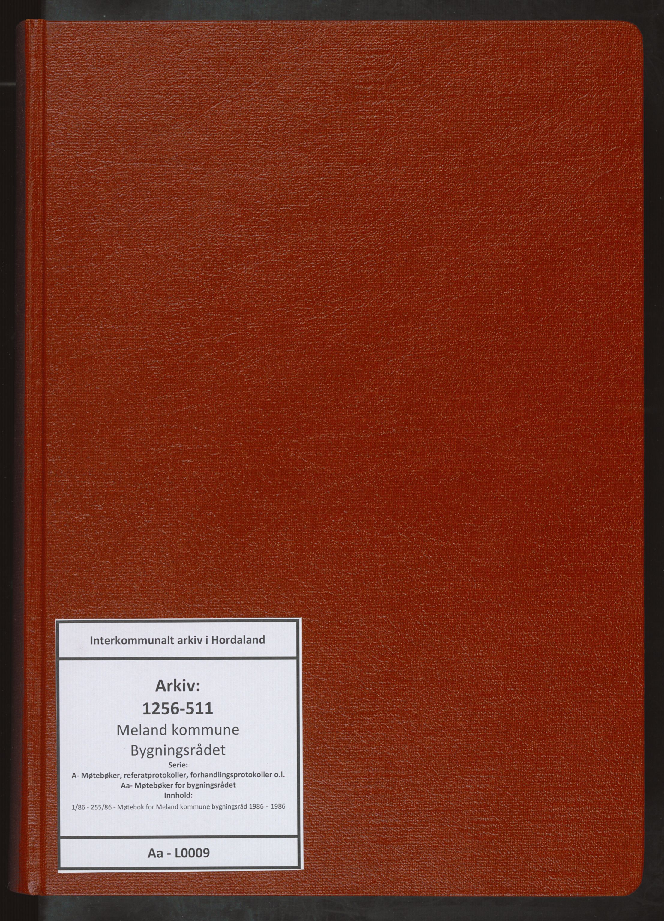 Meland kommune. Bygningsrådet , IKAH/1256-511/A/Aa/L0009: Møtebok for Meland bygningsråd, 1986