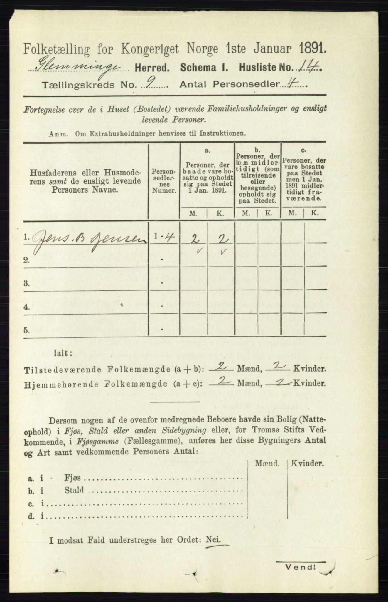 RA, 1891 census for 0132 Glemmen, 1891, p. 9559