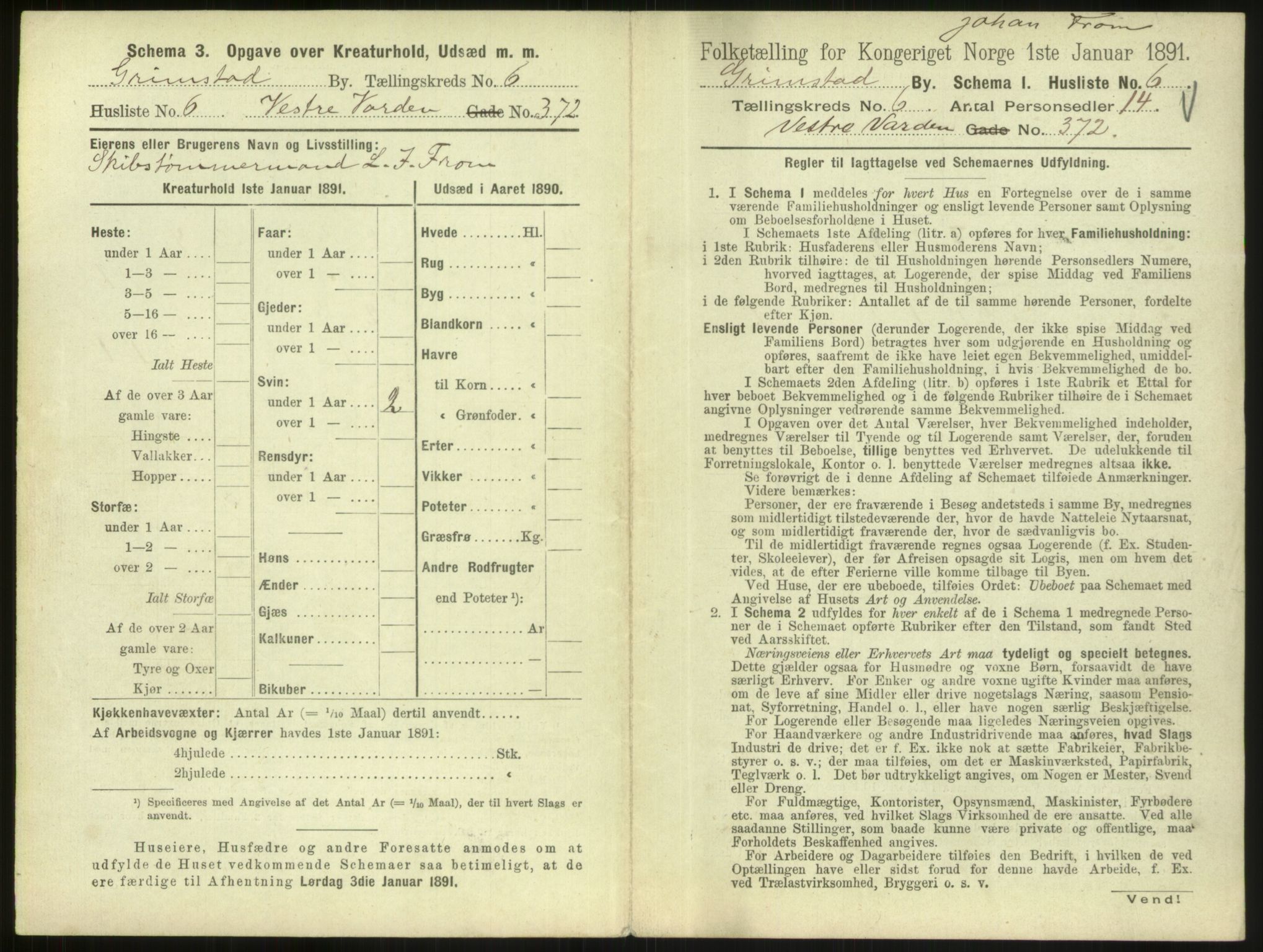 RA, 1891 census for 0904 Grimstad, 1891, p. 720