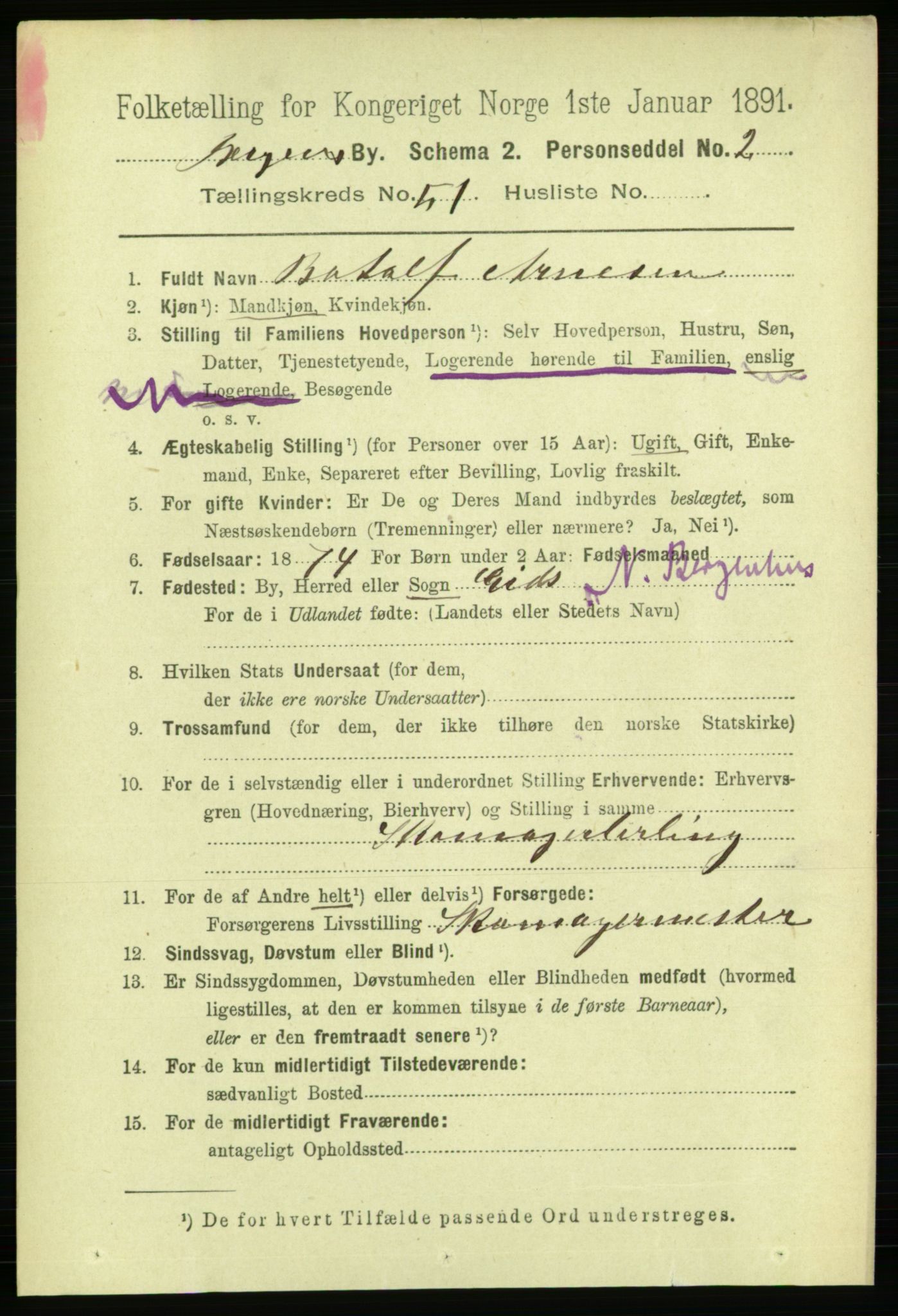 RA, 1891 Census for 1301 Bergen, 1891, p. 60471