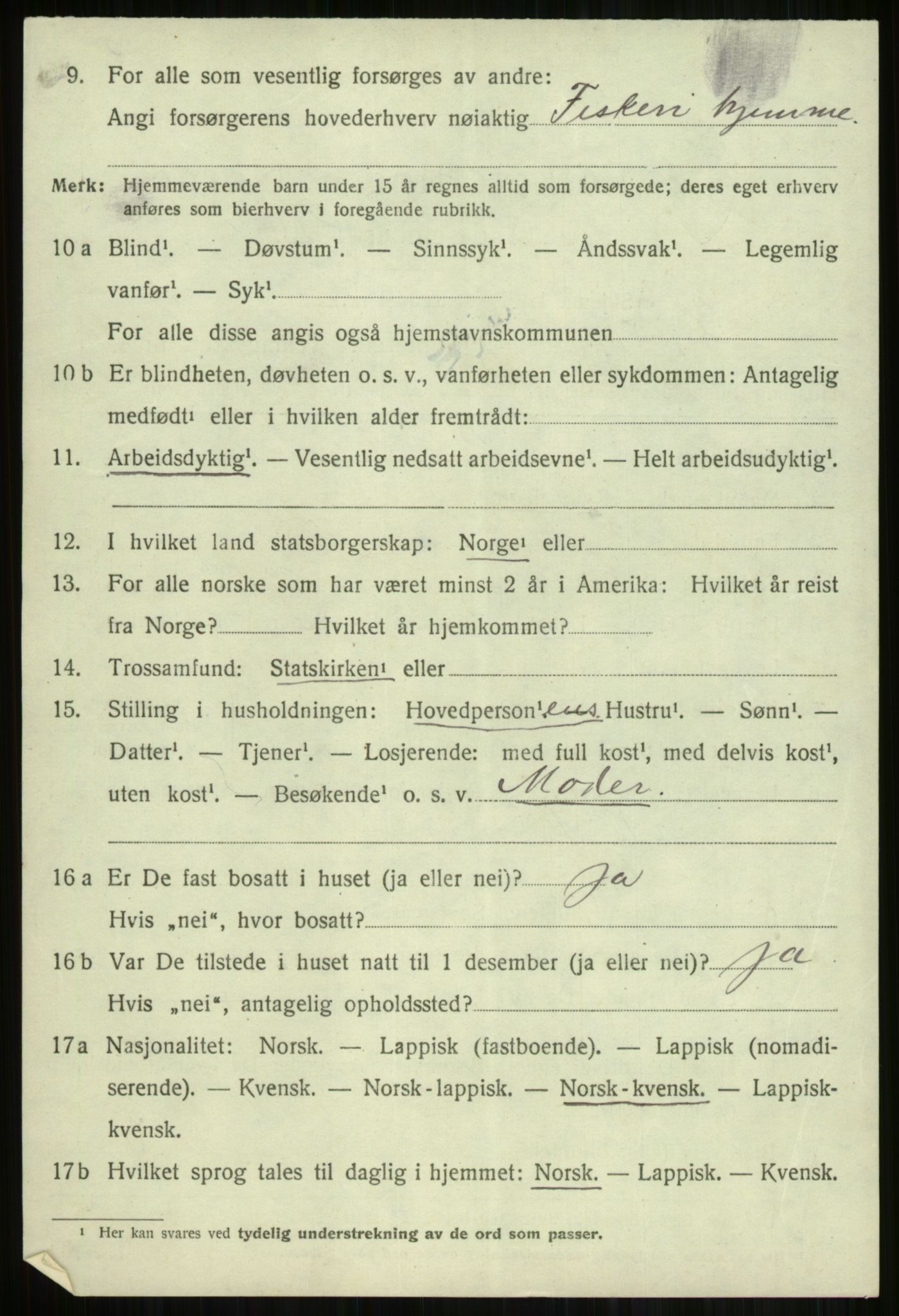 SATØ, 1920 census for Lyngen, 1920, p. 13874