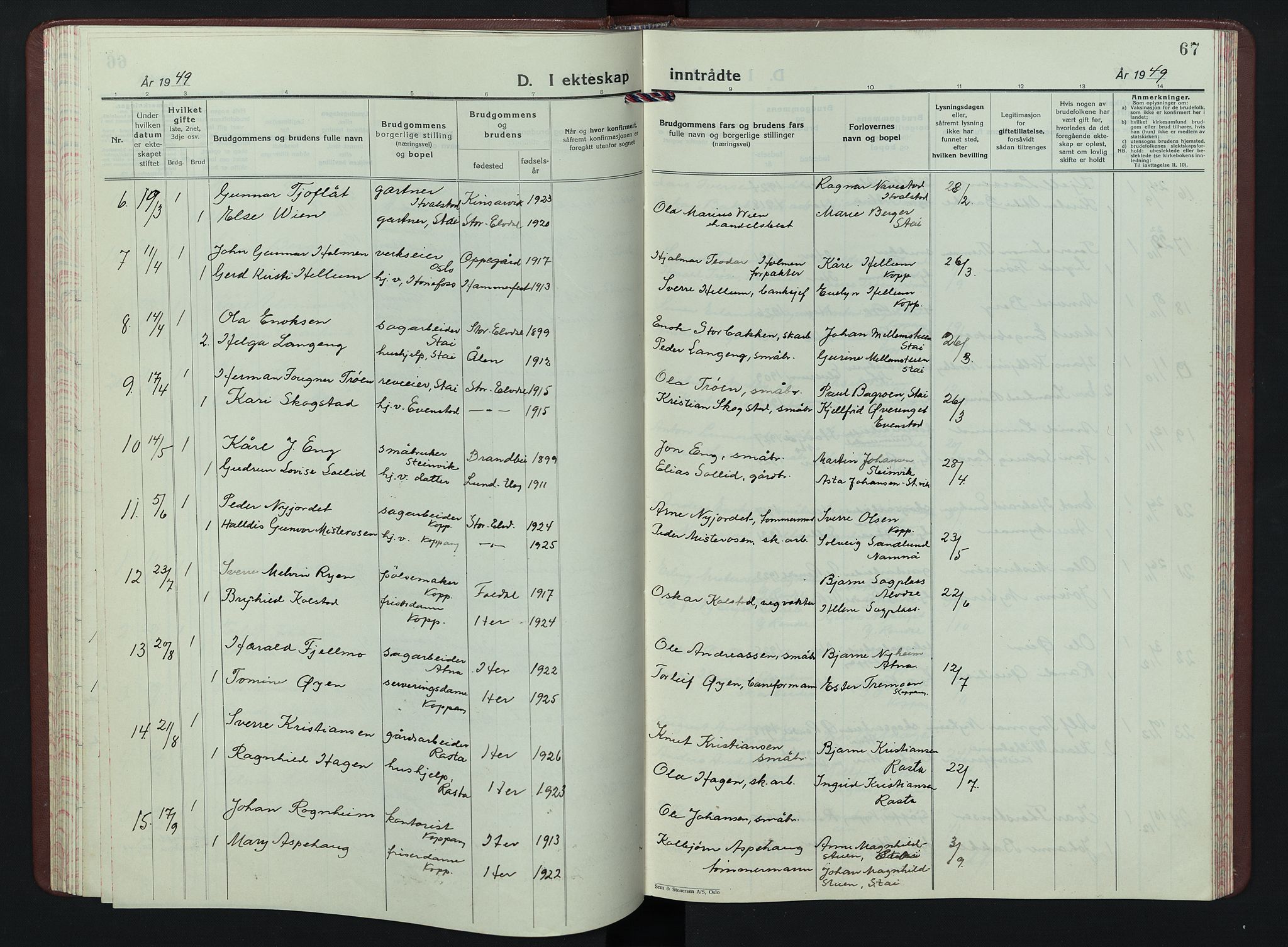 Stor-Elvdal prestekontor, AV/SAH-PREST-052/H/Ha/Hab/L0009: Parish register (copy) no. 9, 1927-1955, p. 67