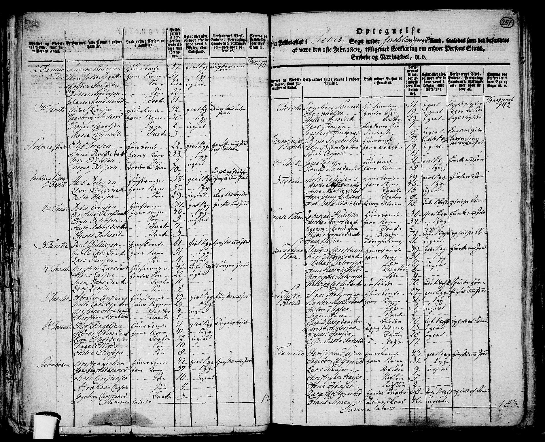 RA, 1801 census for 0721P Sem, 1801, p. 250b-251a