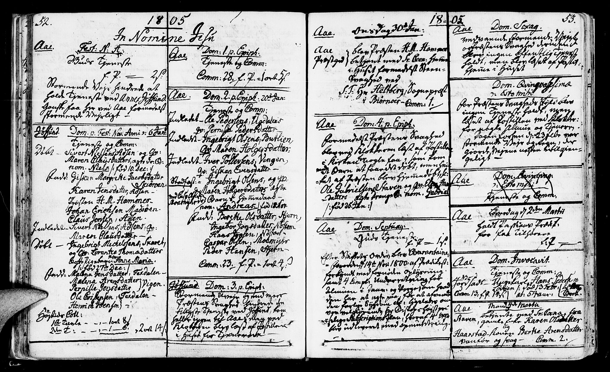 Ministerialprotokoller, klokkerbøker og fødselsregistre - Sør-Trøndelag, SAT/A-1456/655/L0674: Parish register (official) no. 655A03, 1802-1826, p. 52-53