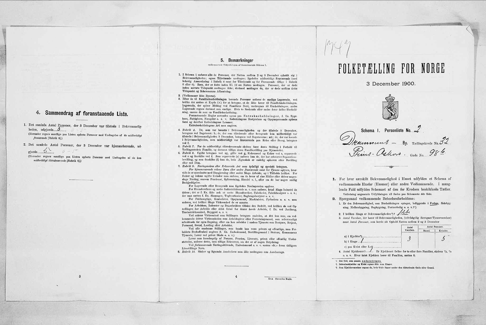 RA, 1900 census for Drammen, 1900, p. 5339