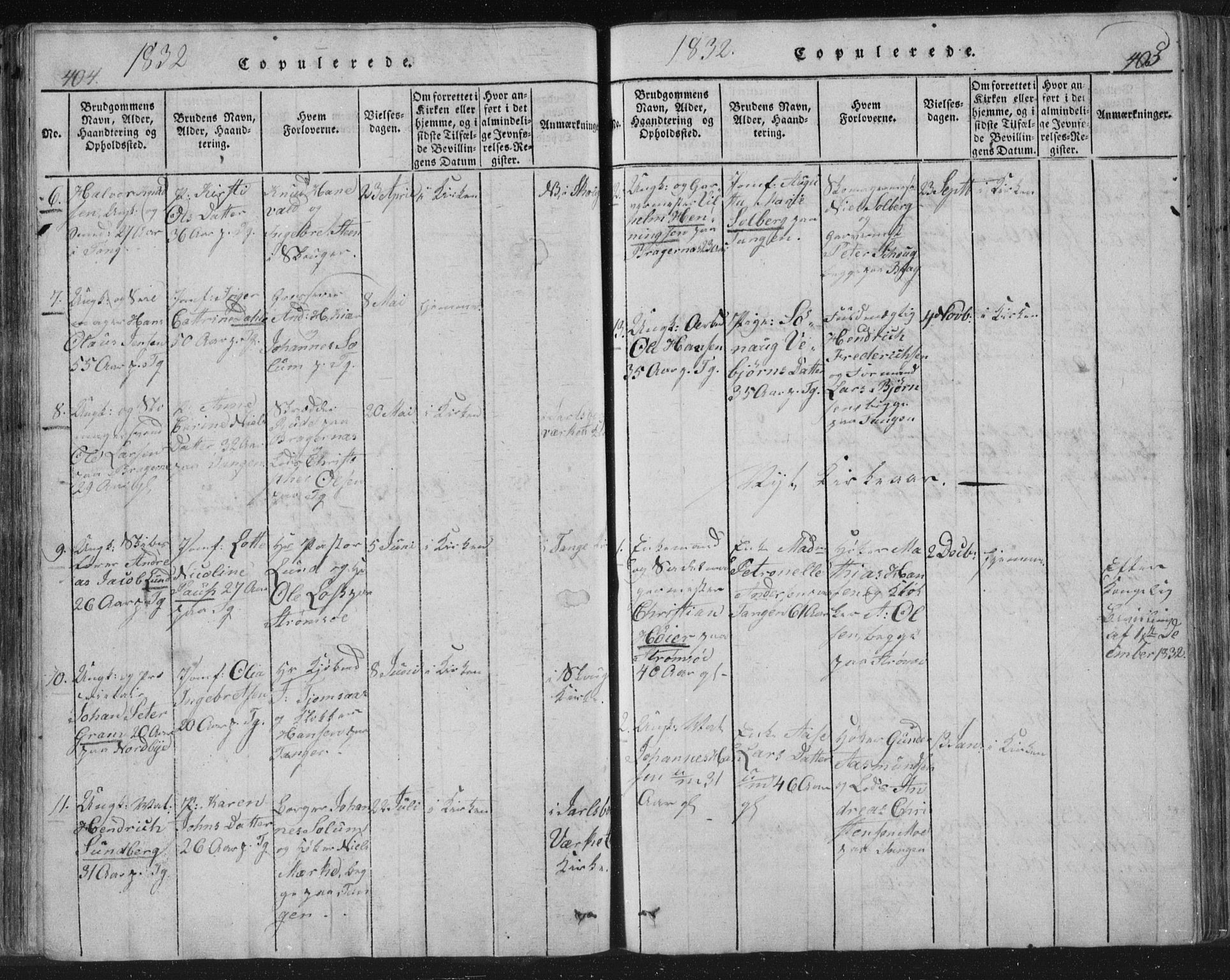 Strømsø kirkebøker, AV/SAKO-A-246/F/Fb/L0004: Parish register (official) no. II 4, 1814-1843, p. 404-405