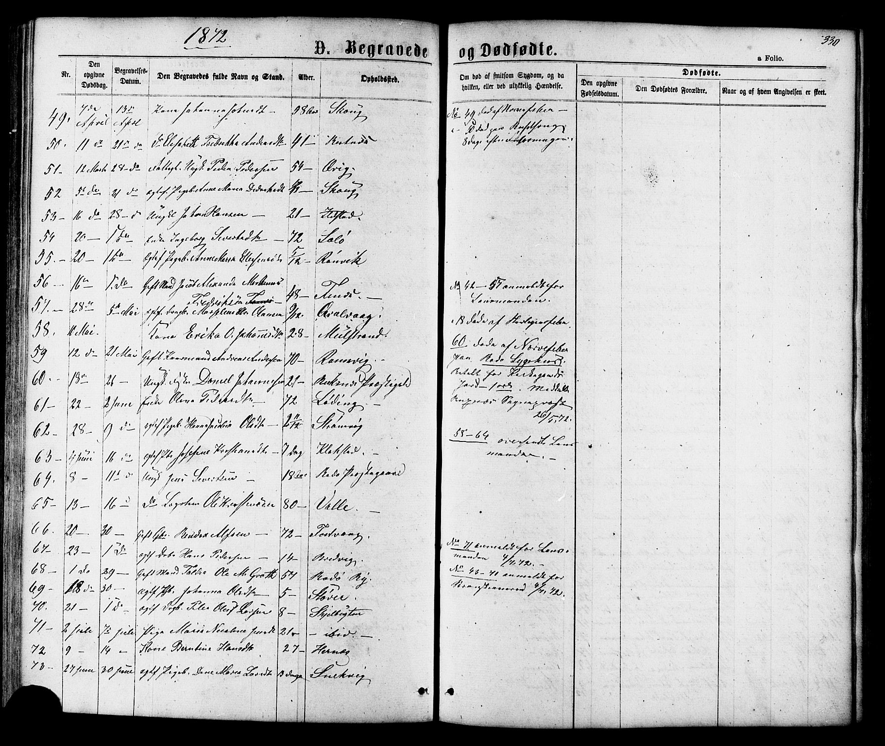 Ministerialprotokoller, klokkerbøker og fødselsregistre - Nordland, AV/SAT-A-1459/801/L0029: Parish register (copy) no. 801C04, 1868-1878, p. 330