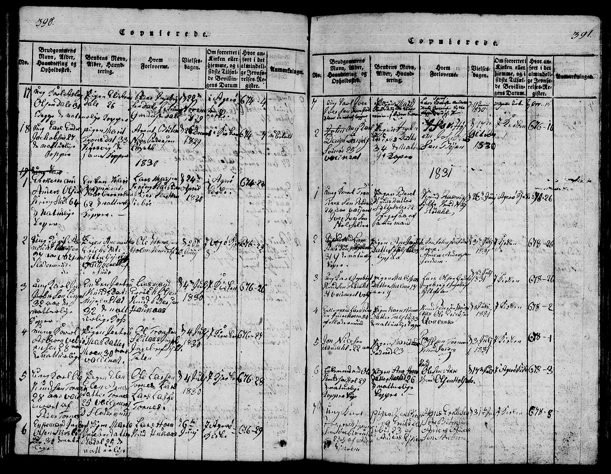 Ministerialprotokoller, klokkerbøker og fødselsregistre - Møre og Romsdal, SAT/A-1454/565/L0752: Parish register (copy) no. 565C01, 1817-1844, p. 390-391