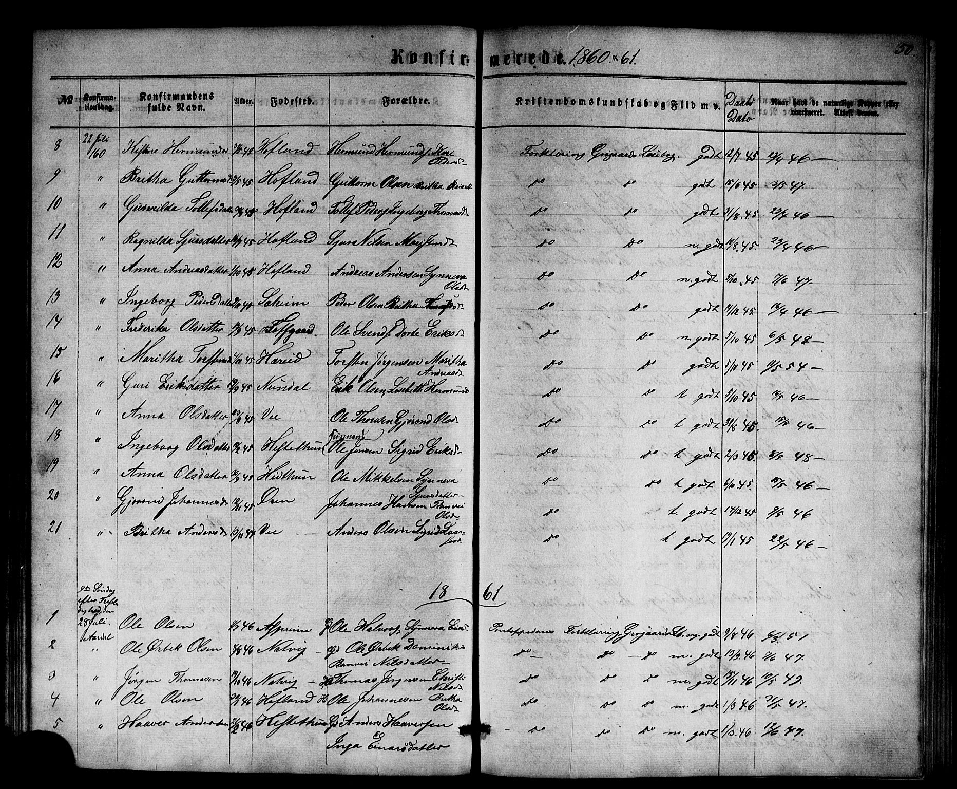 Årdal sokneprestembete, AV/SAB-A-81701: Parish register (official) no. A 1, 1834-1863, p. 50