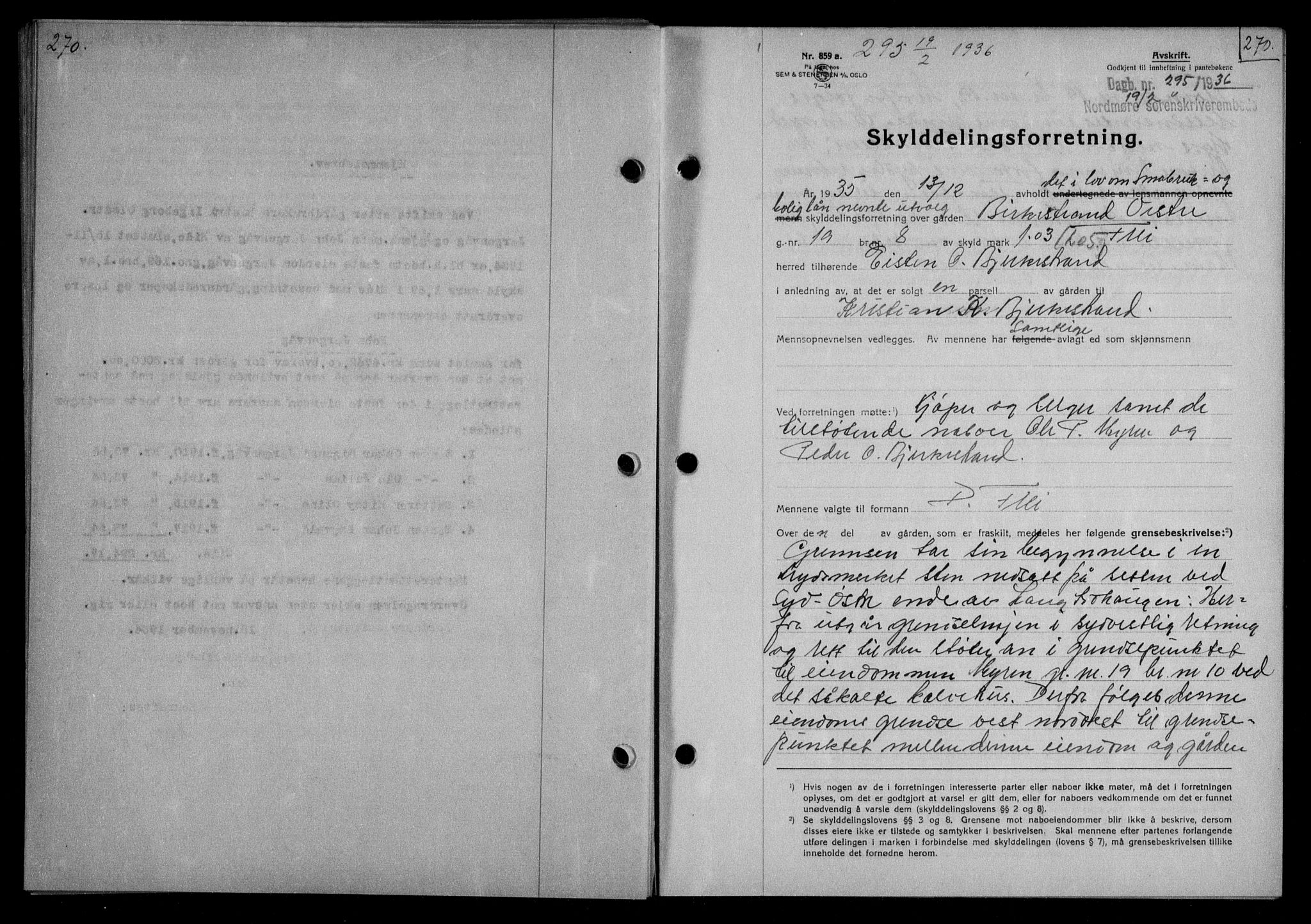 Nordmøre sorenskriveri, AV/SAT-A-4132/1/2/2Ca/L0087: Mortgage book no. 77, 1935-1936, Deed date: 19.02.1936