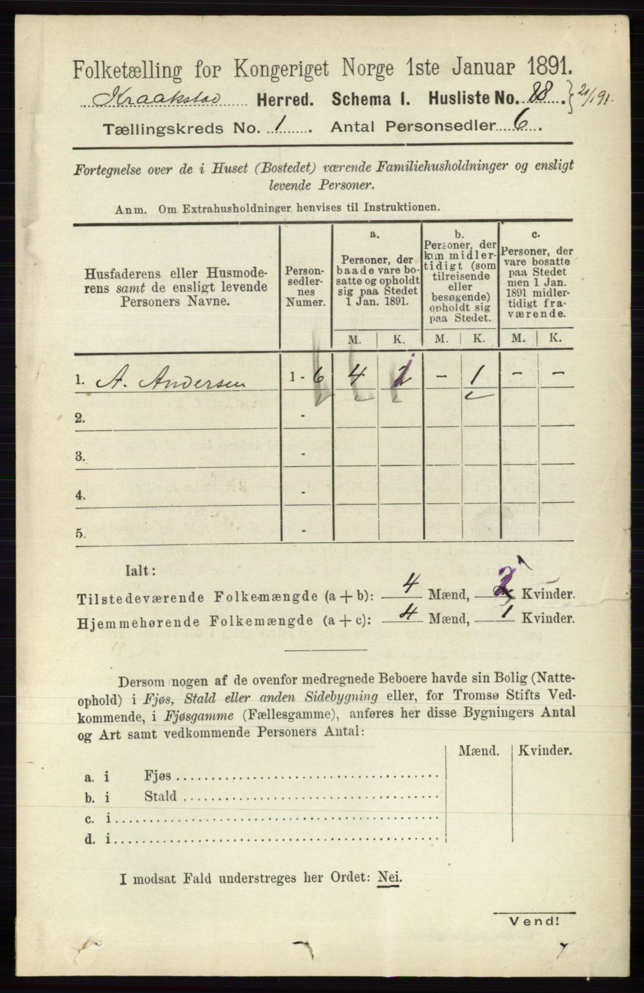 RA, 1891 census for 0212 Kråkstad, 1891, p. 112
