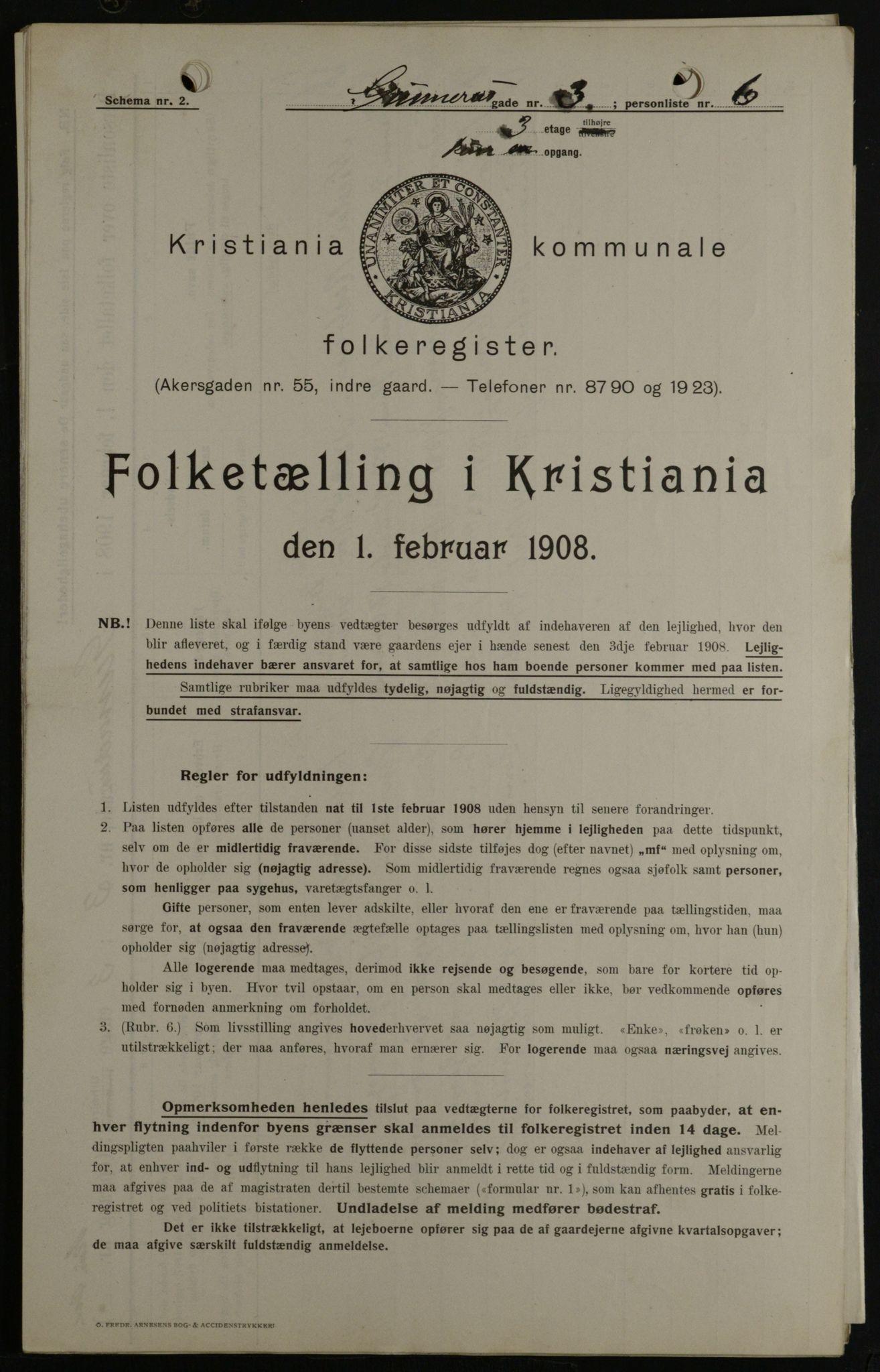 OBA, Municipal Census 1908 for Kristiania, 1908, p. 5110