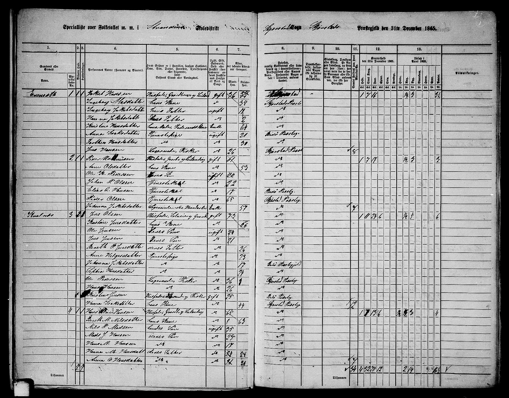 RA, 1865 census for Skjerstad, 1865, p. 14