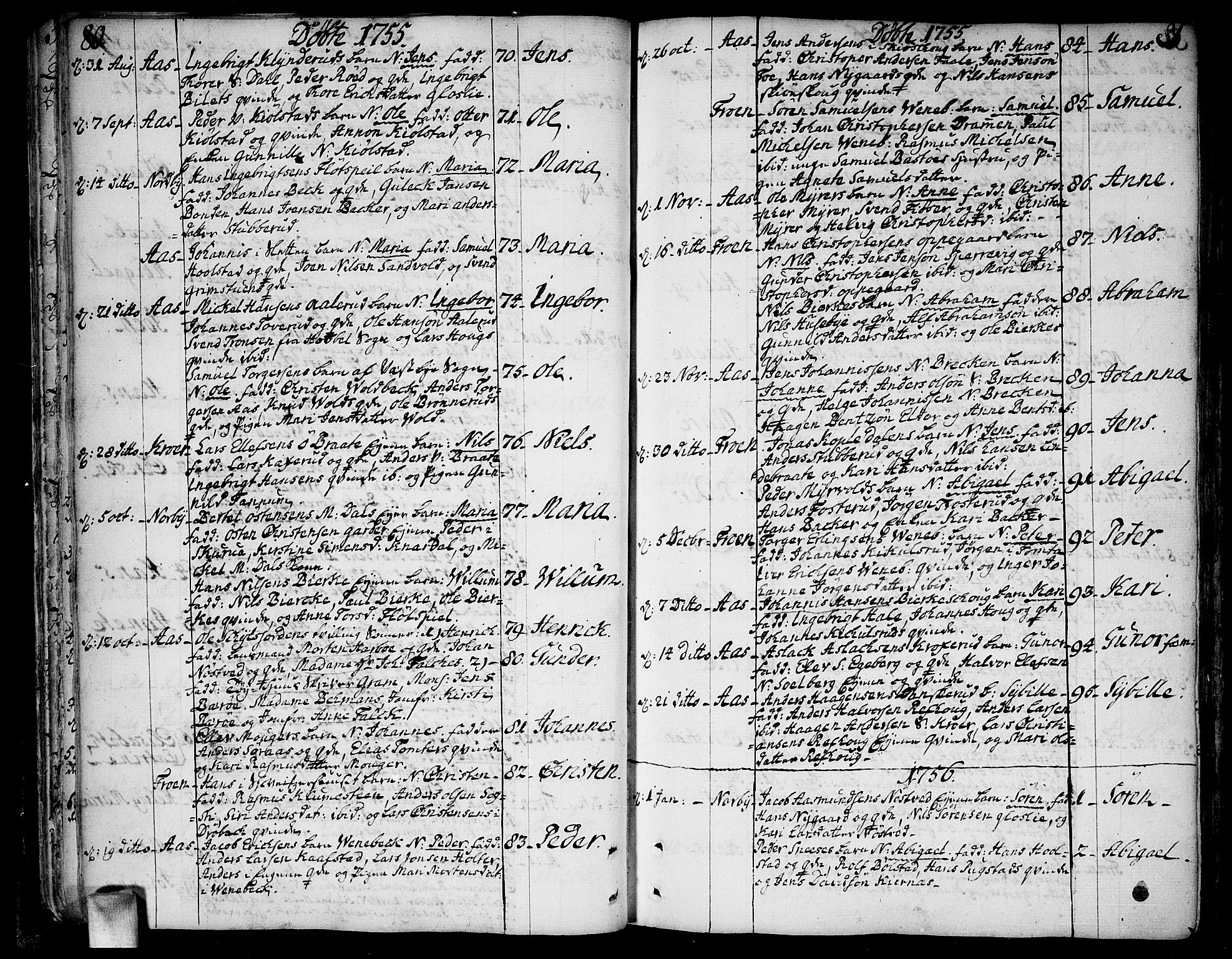 Ås prestekontor Kirkebøker, SAO/A-10894/F/Fa/L0001: Parish register (official) no. I 1, 1742-1778, p. 80-81