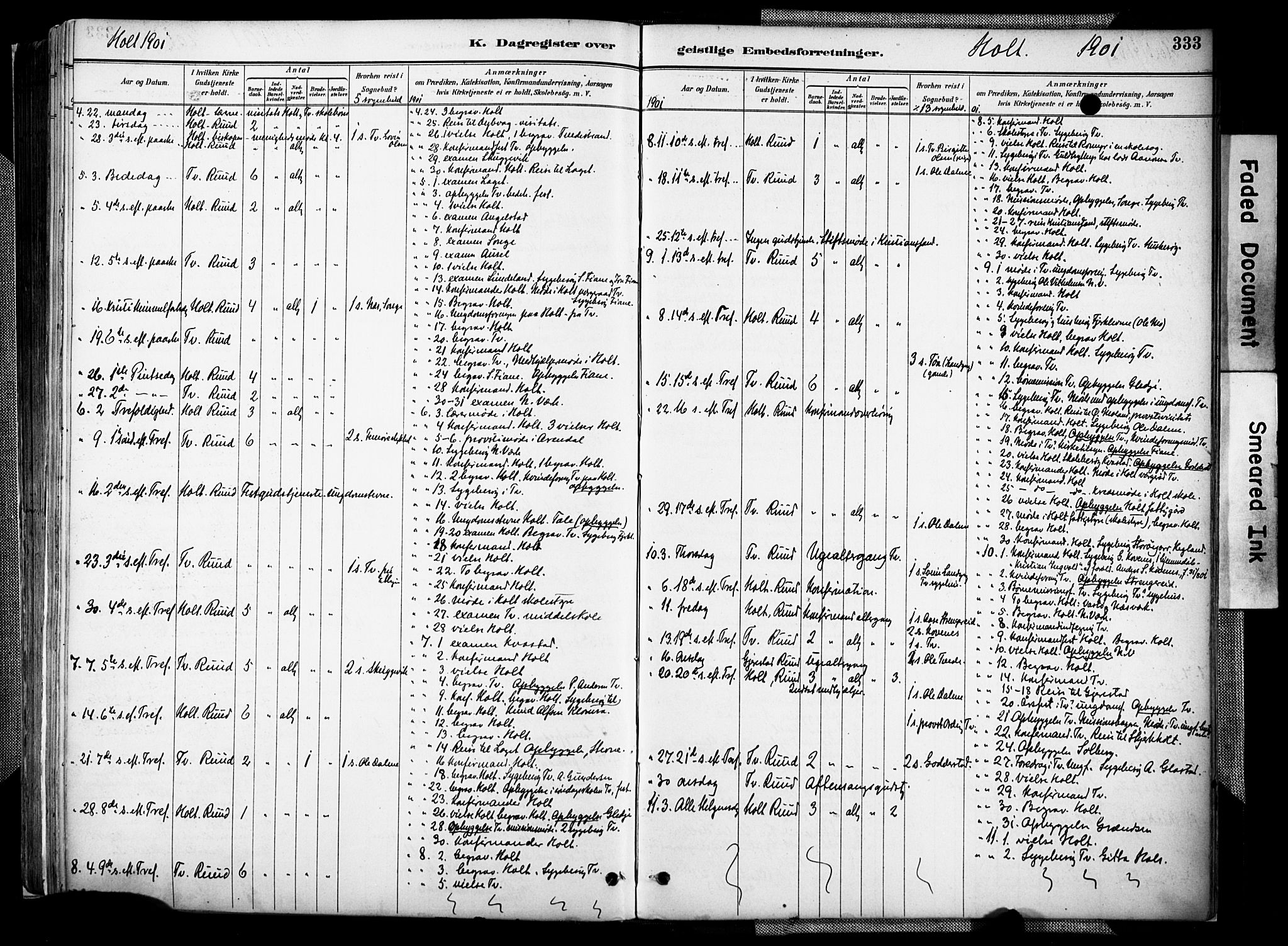 Holt sokneprestkontor, AV/SAK-1111-0021/F/Fa/L0012: Parish register (official) no. A 12, 1885-1907, p. 333