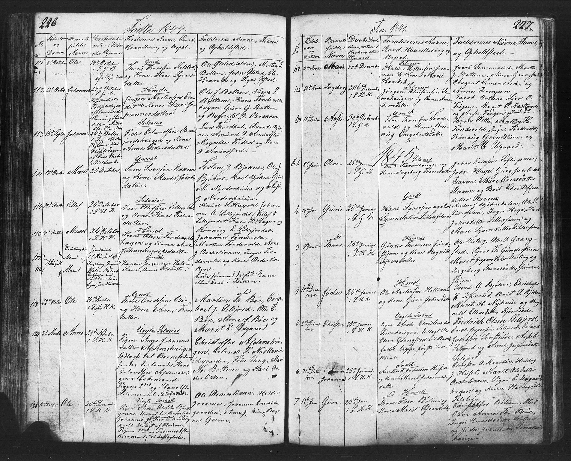 Lesja prestekontor, SAH/PREST-068/H/Ha/Hab/L0002: Parish register (copy) no. 2, 1832-1850, p. 226-227