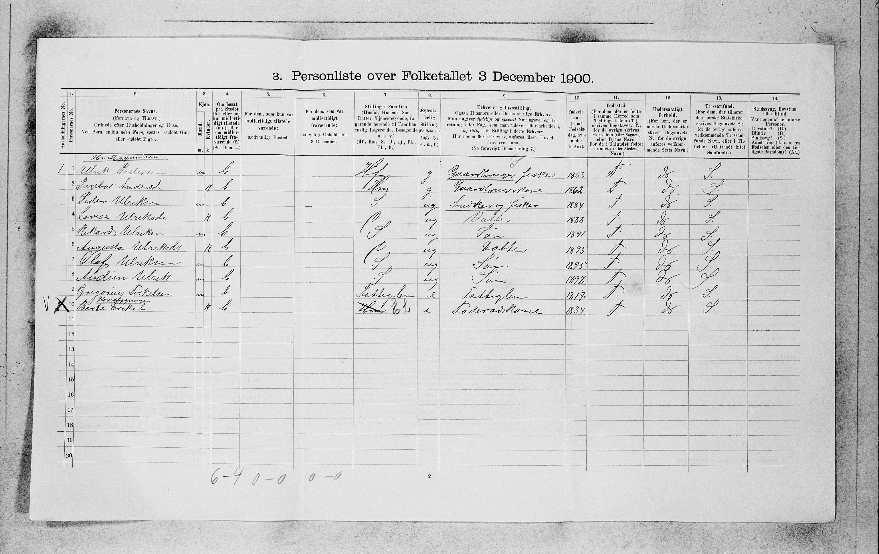 SAB, 1900 census for Selje, 1900, p. 1159