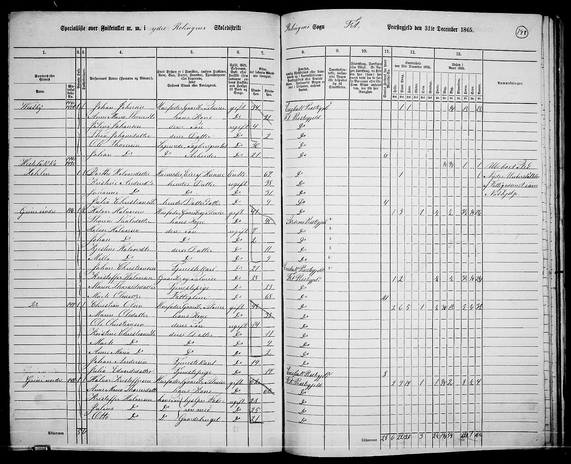 RA, 1865 census for Fet, 1865, p. 137