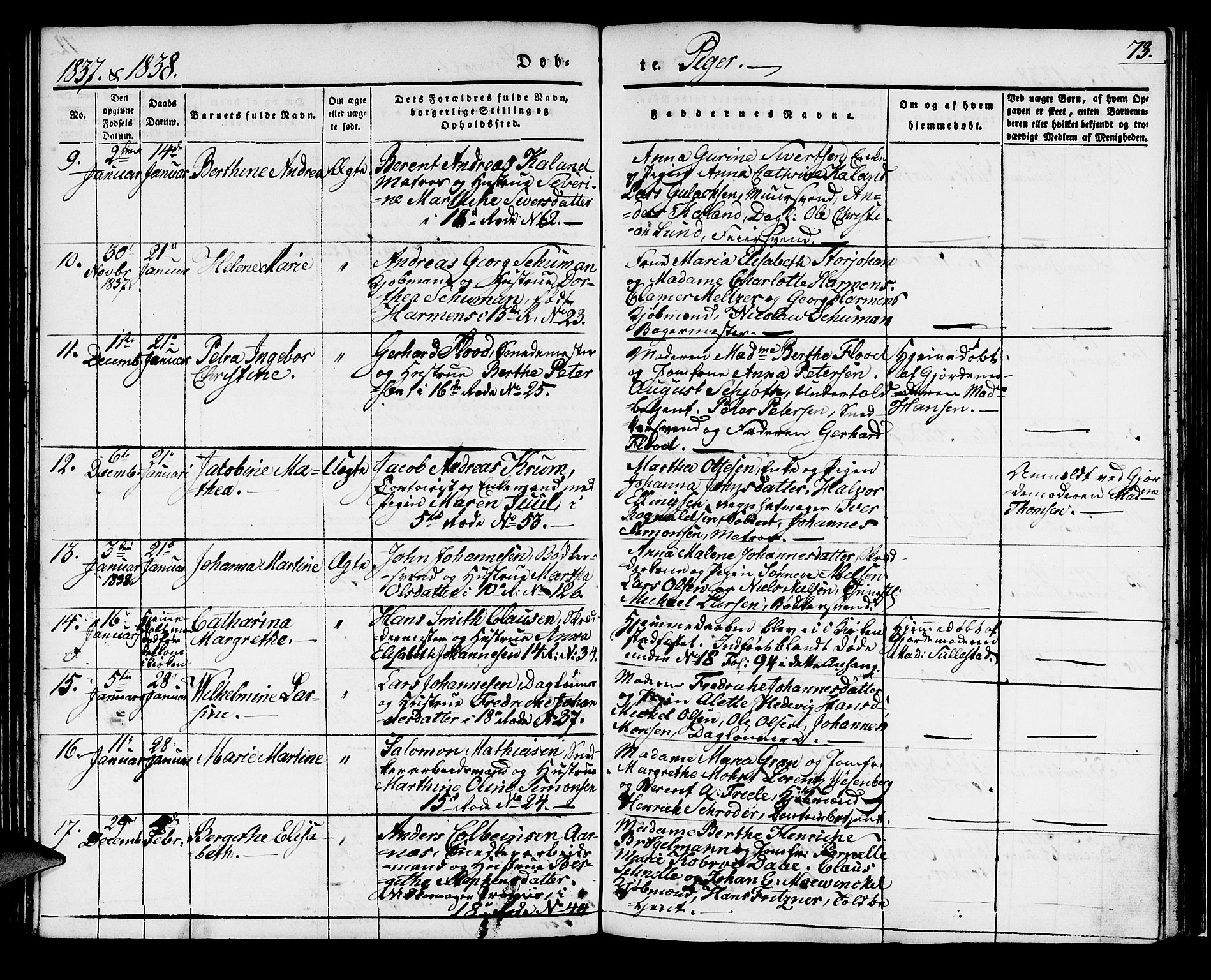 Domkirken sokneprestembete, SAB/A-74801/H/Haa/L0015: Parish register (official) no. A 14, 1835-1840, p. 73