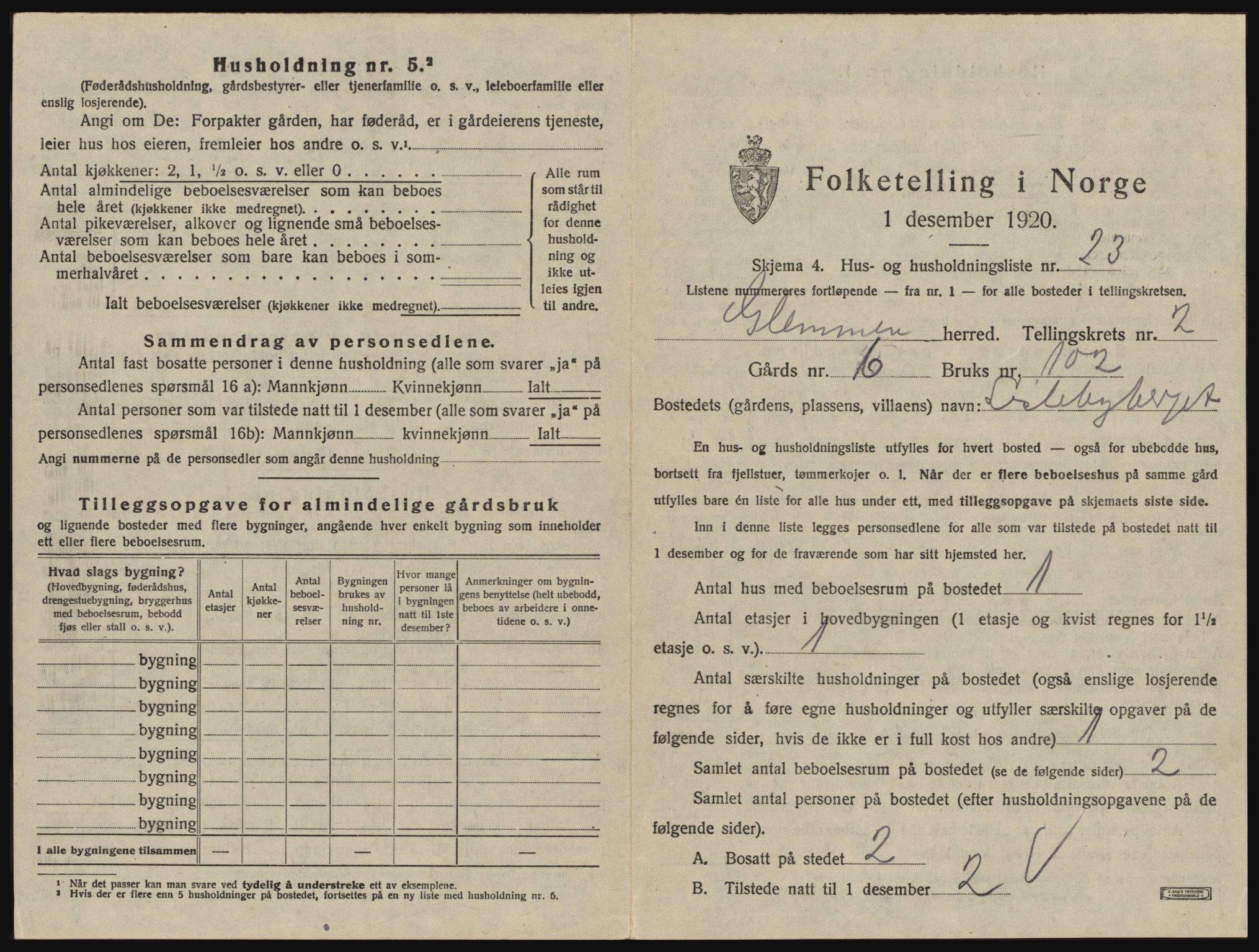 SAO, 1920 census for Glemmen, 1920, p. 243