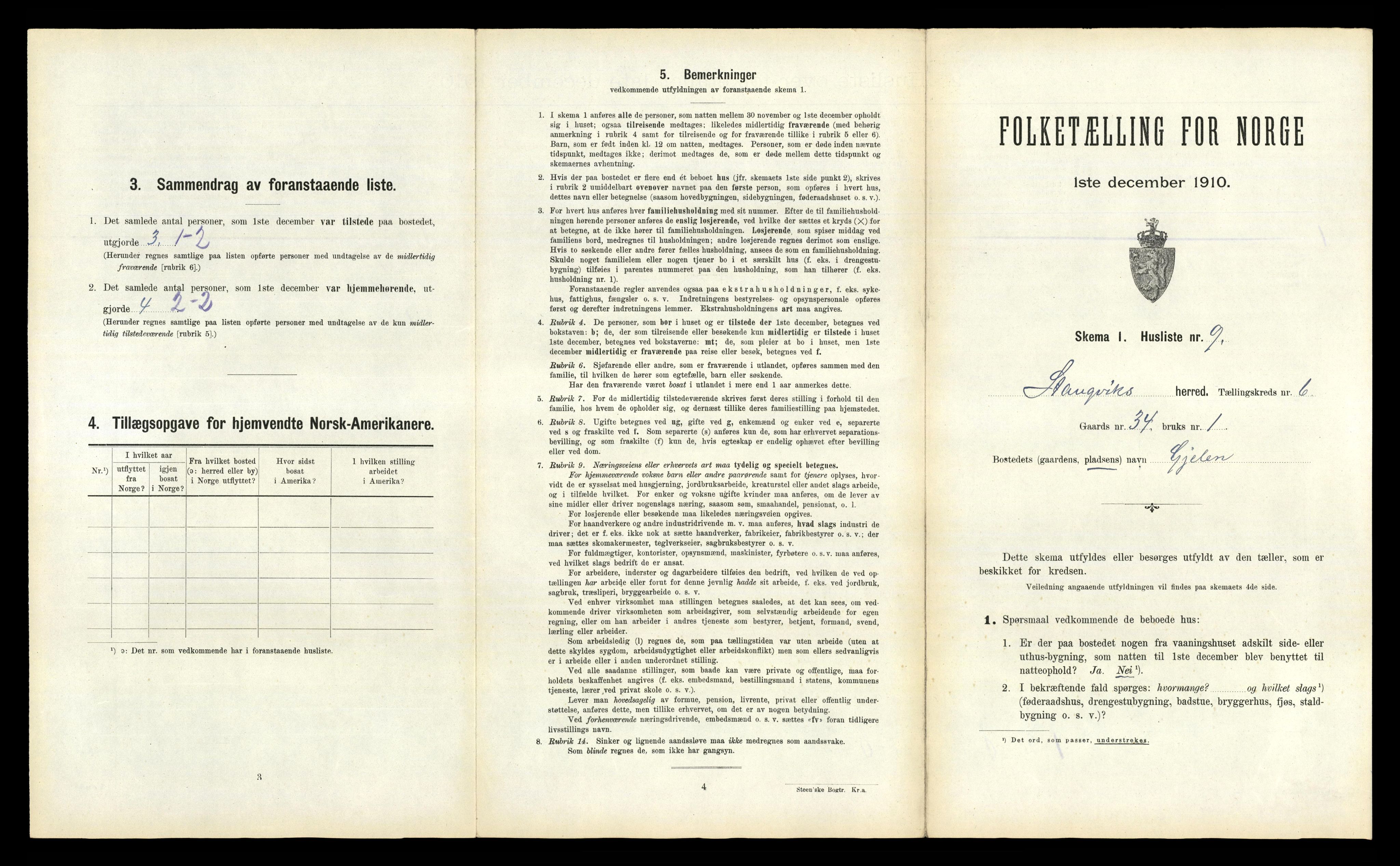 RA, 1910 census for Stangvik, 1910, p. 606